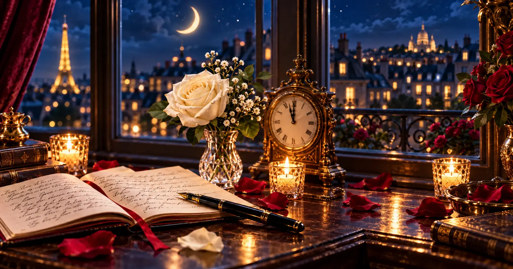 Décor romantique du poème d’amour du jour