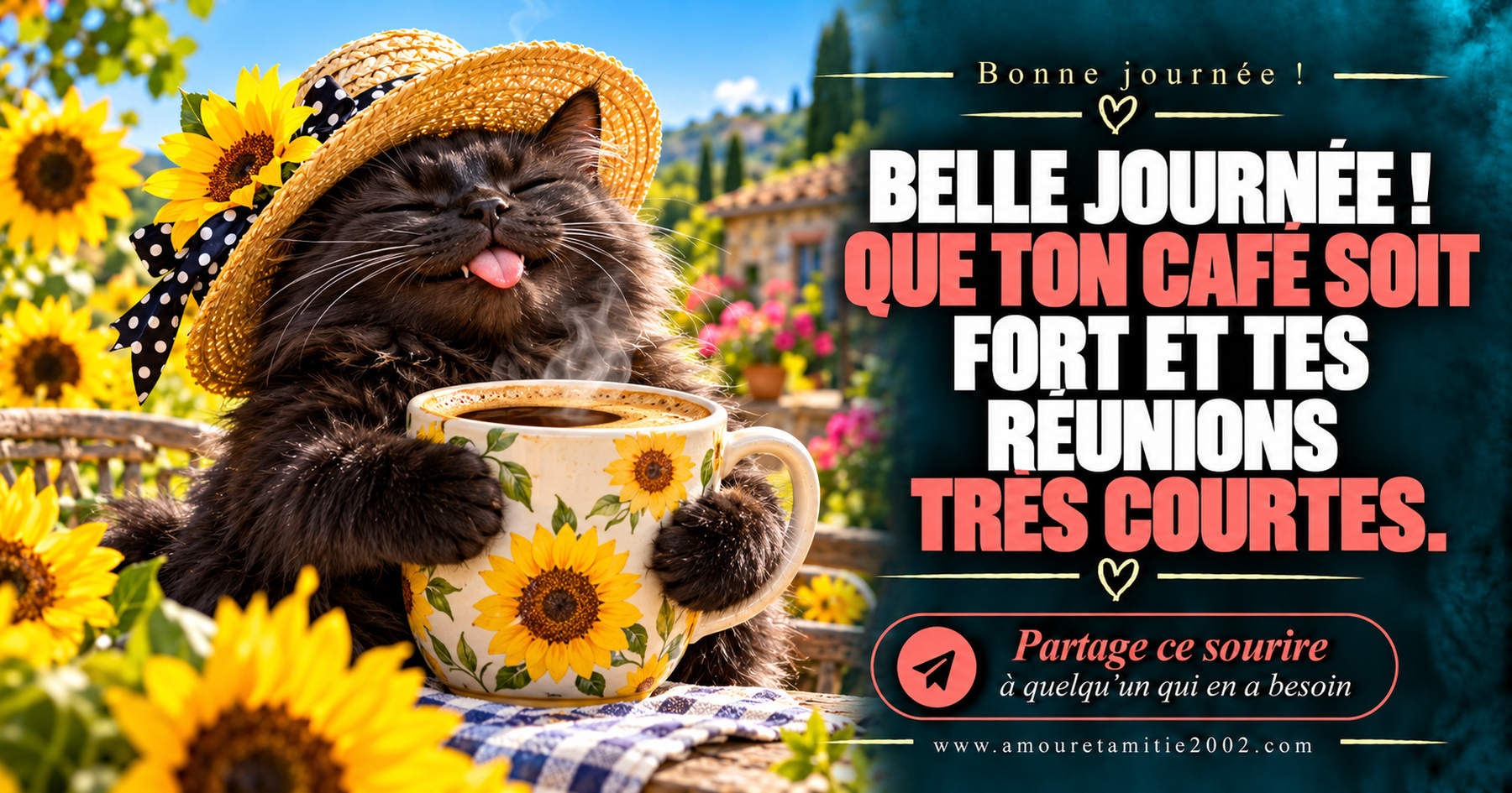Belle journée ! Que ton café soit fort et tes réunions très courtes.