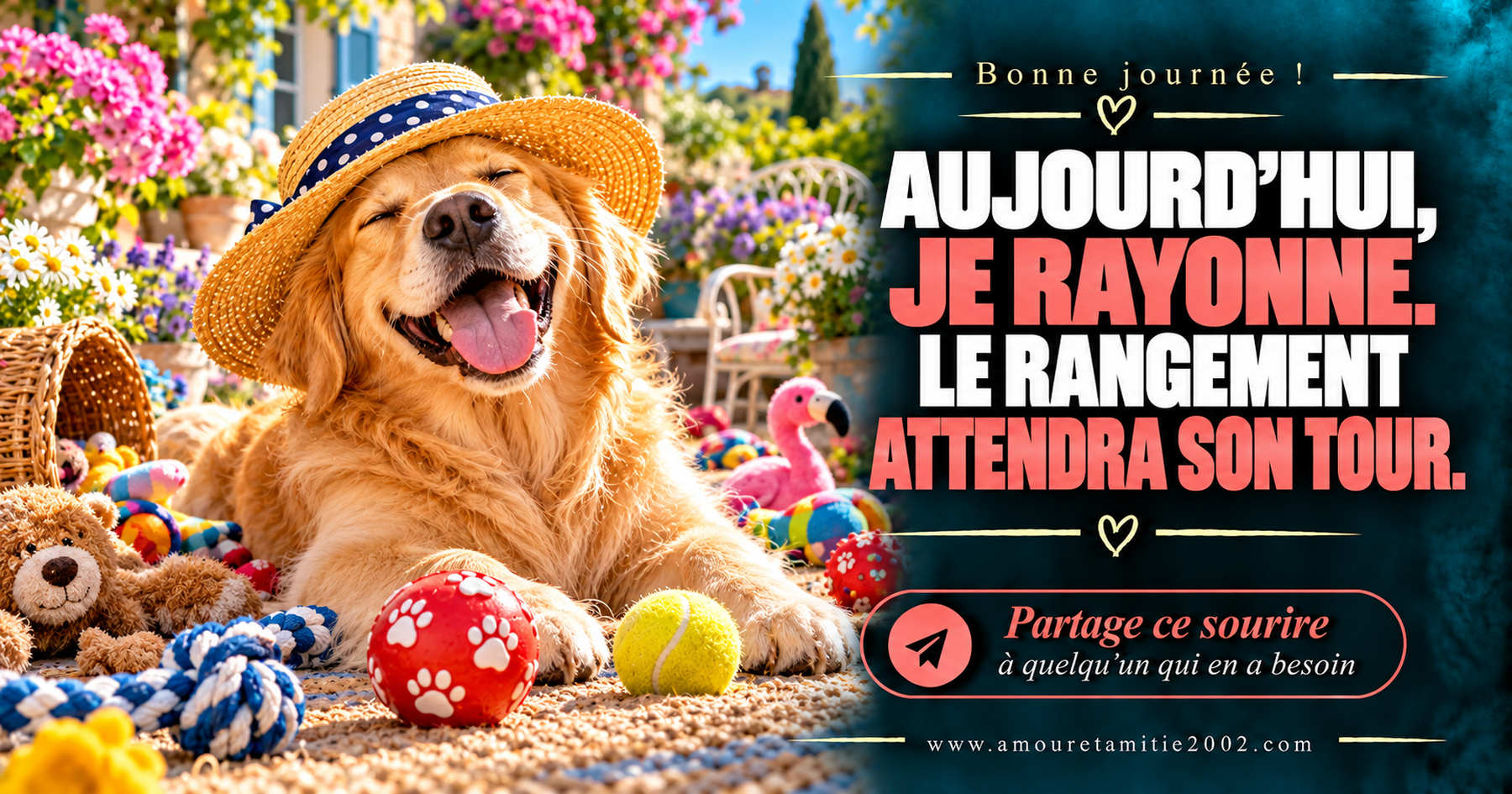 Aujourd’hui, je rayonne. Le rangement attendra son tour.