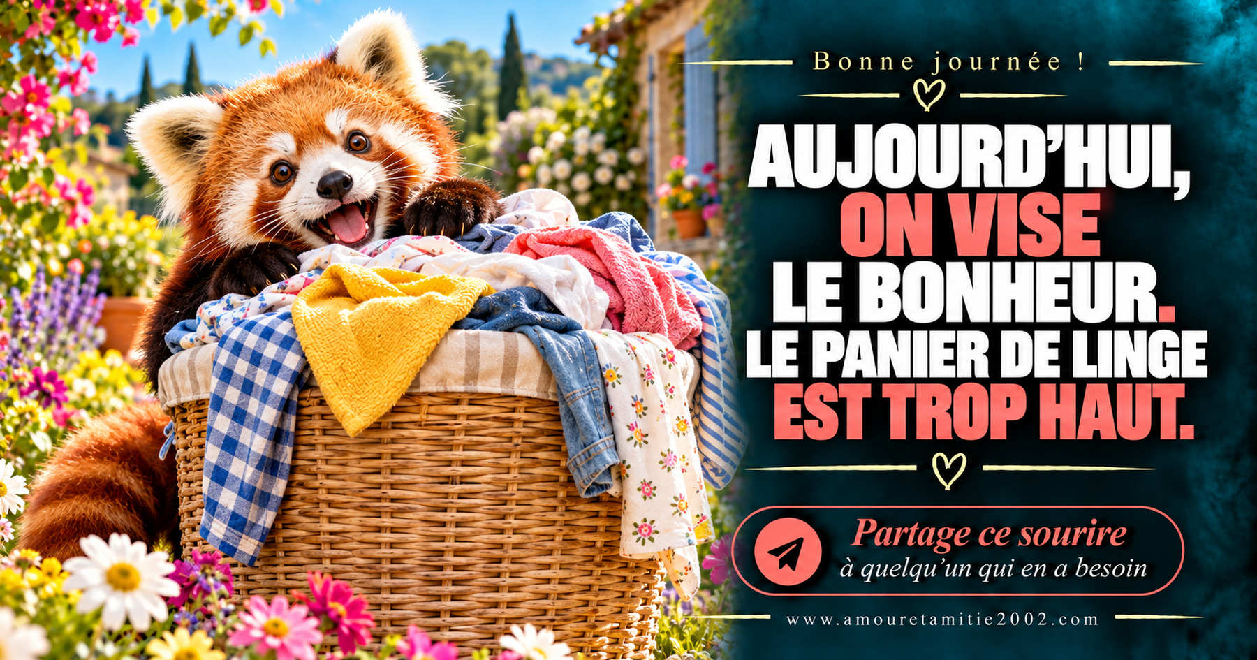 Aujourd’hui, on vise le bonheur. Le panier de linge est trop haut.