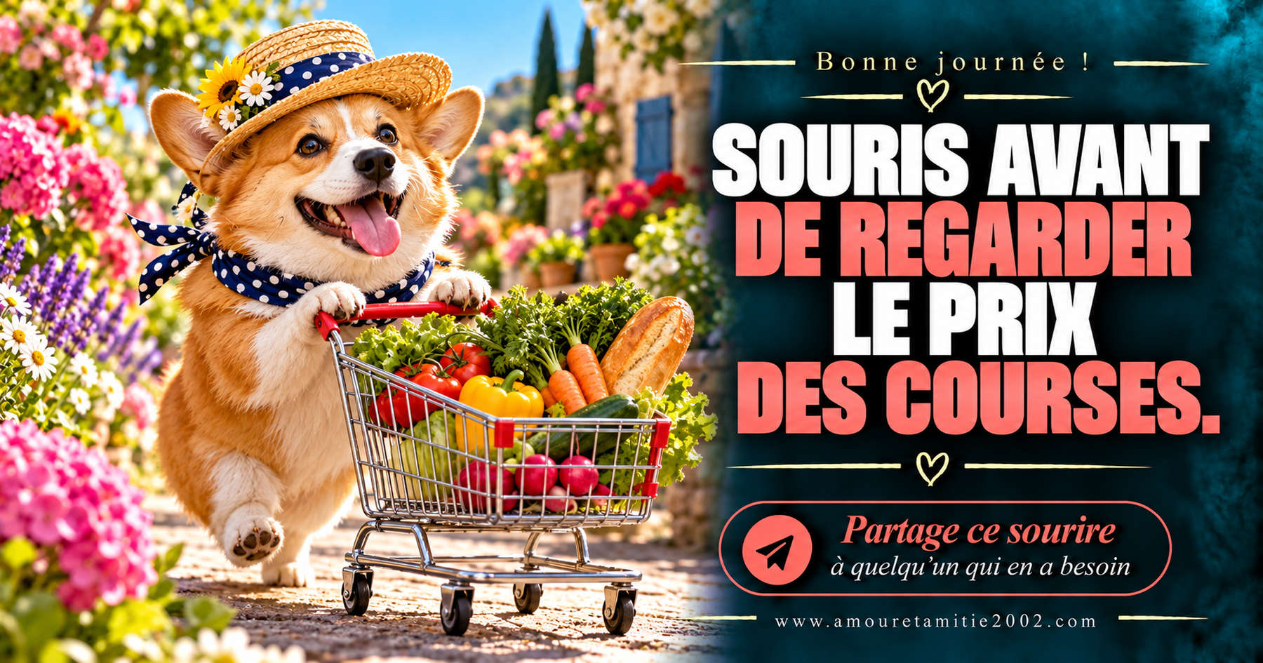 Bonne journée ! Souris avant de regarder le prix des courses.