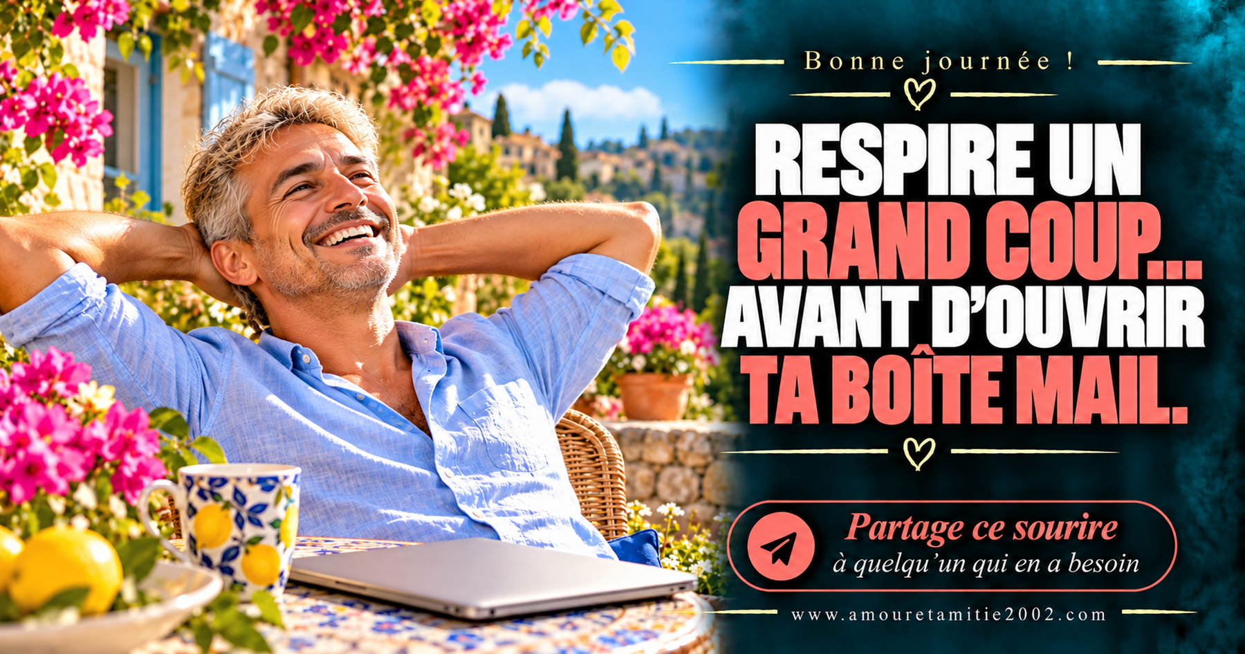 Bonne journée ! Respire un grand coup… avant d’ouvrir ta boîte mail.