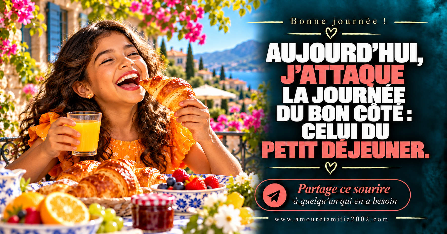 Aujourd’hui, j’attaque la journée du bon côté : celui du petit déjeuner.