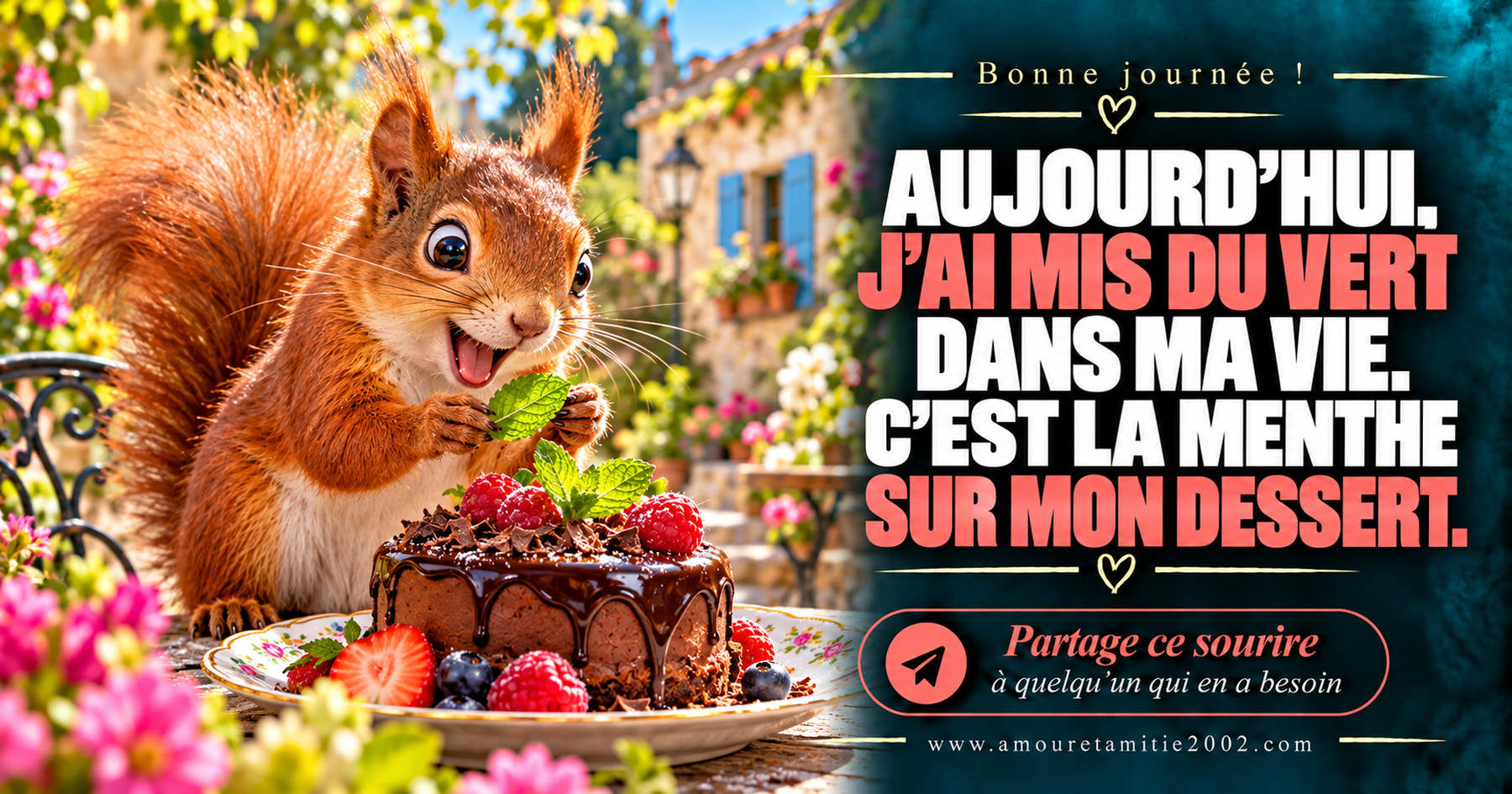 Aujourd’hui, j’ai mis du vert dans ma vie. C’est la menthe sur mon dessert.