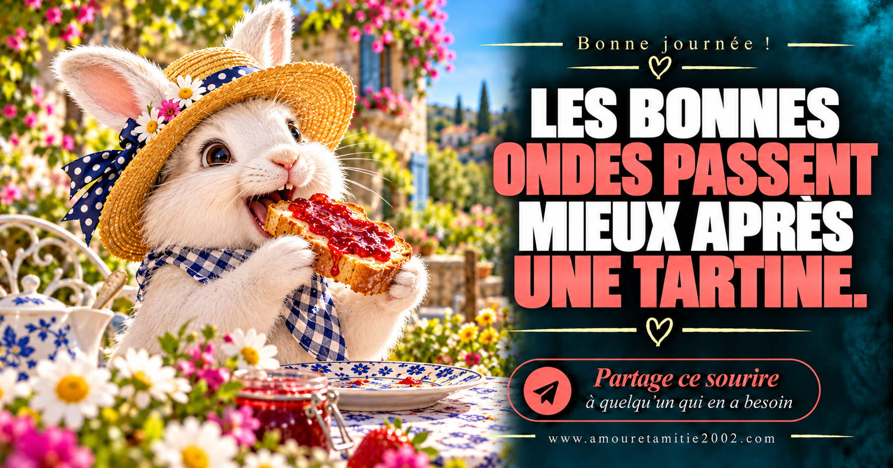 Bonne journée ! Les bonnes ondes passent mieux après une tartine.
