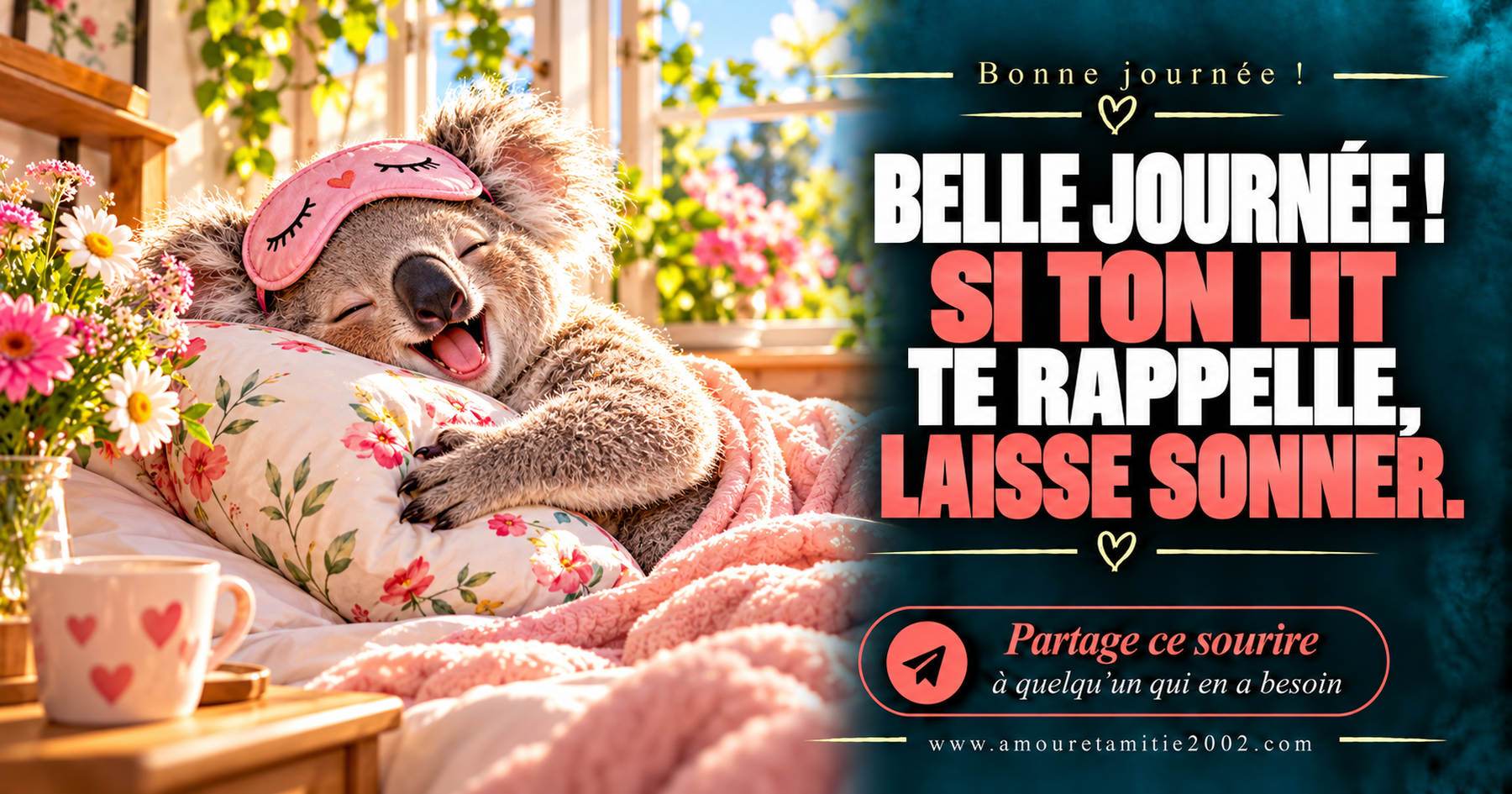 Belle journée ! Si ton lit te rappelle, laisse sonner.