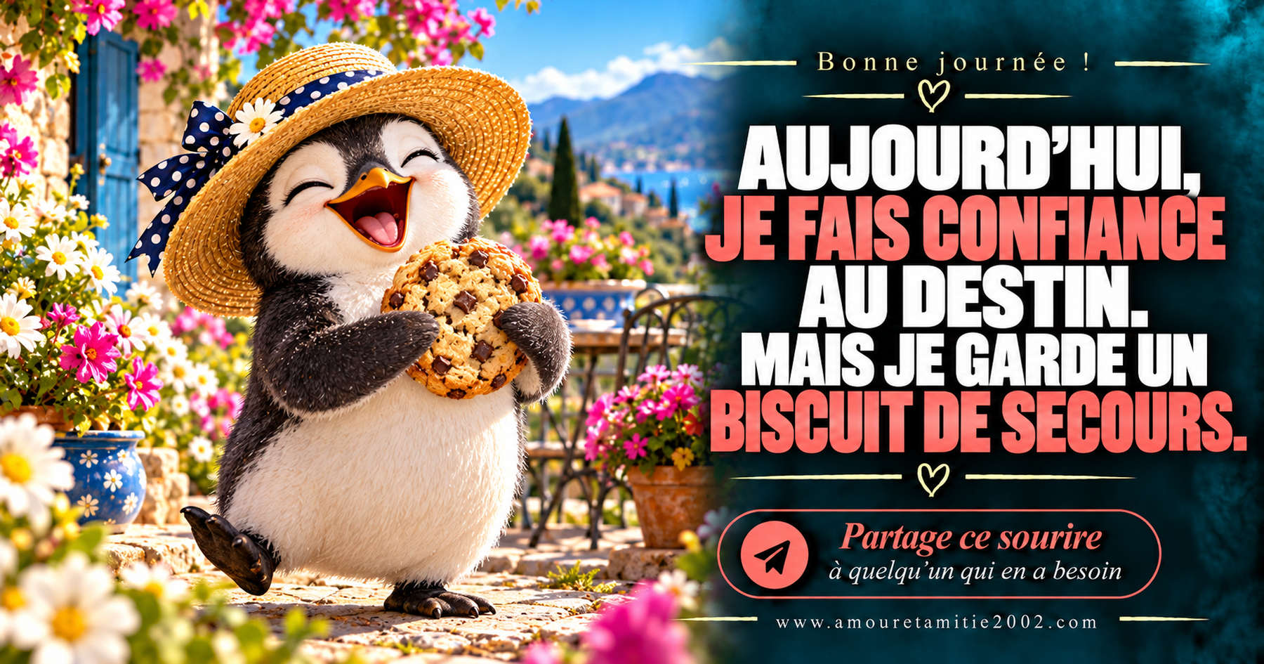 Aujourd’hui, je fais confiance au destin. Mais je garde un biscuit de secours.