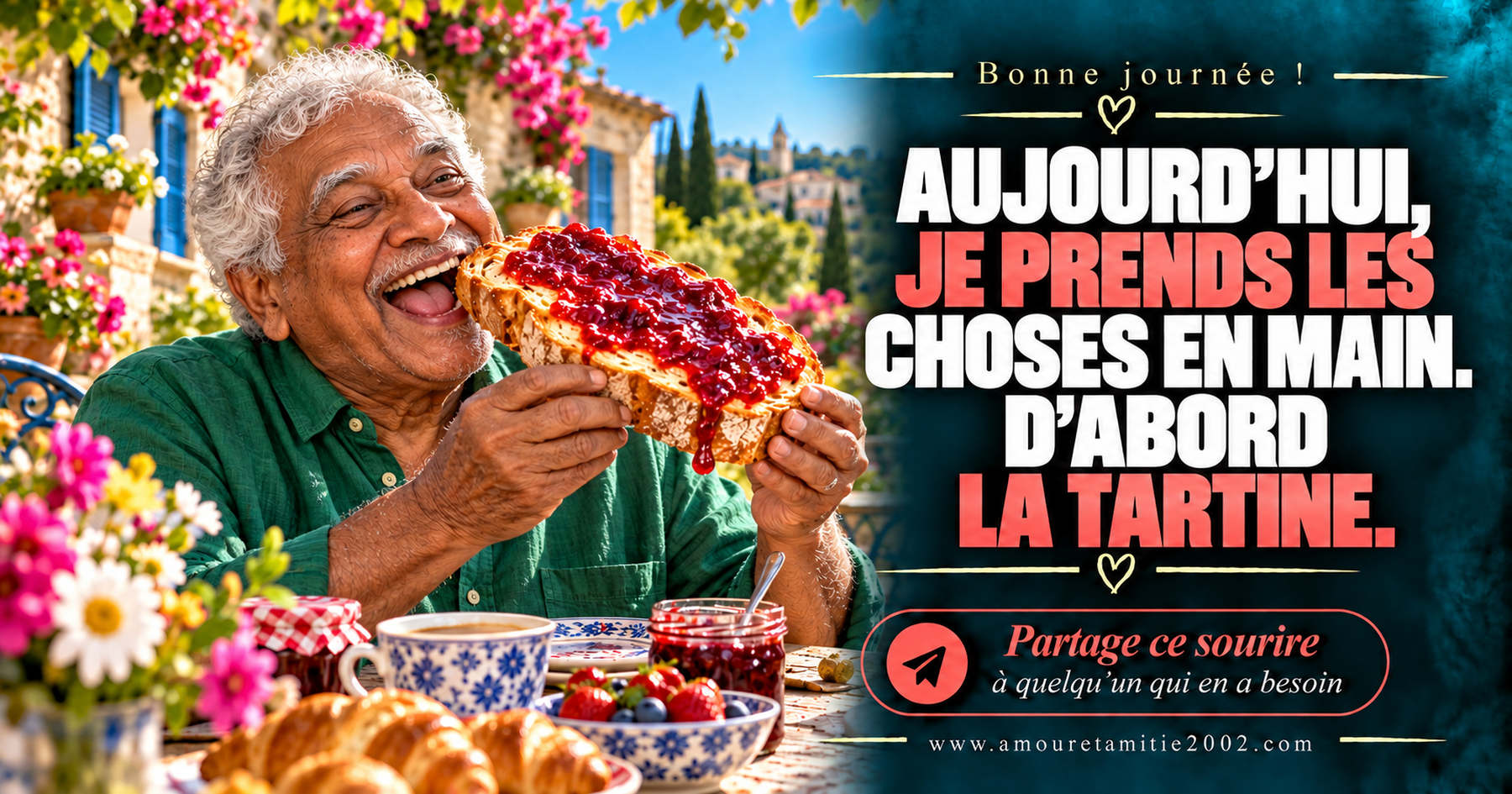 Aujourd’hui, je prends les choses en main. D’abord la tartine.