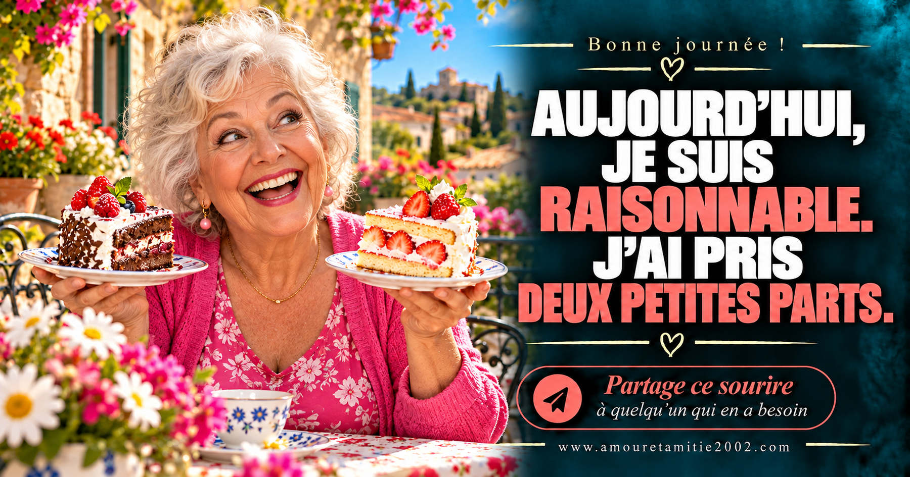 Aujourd’hui, je suis raisonnable. J’ai pris deux petites parts.