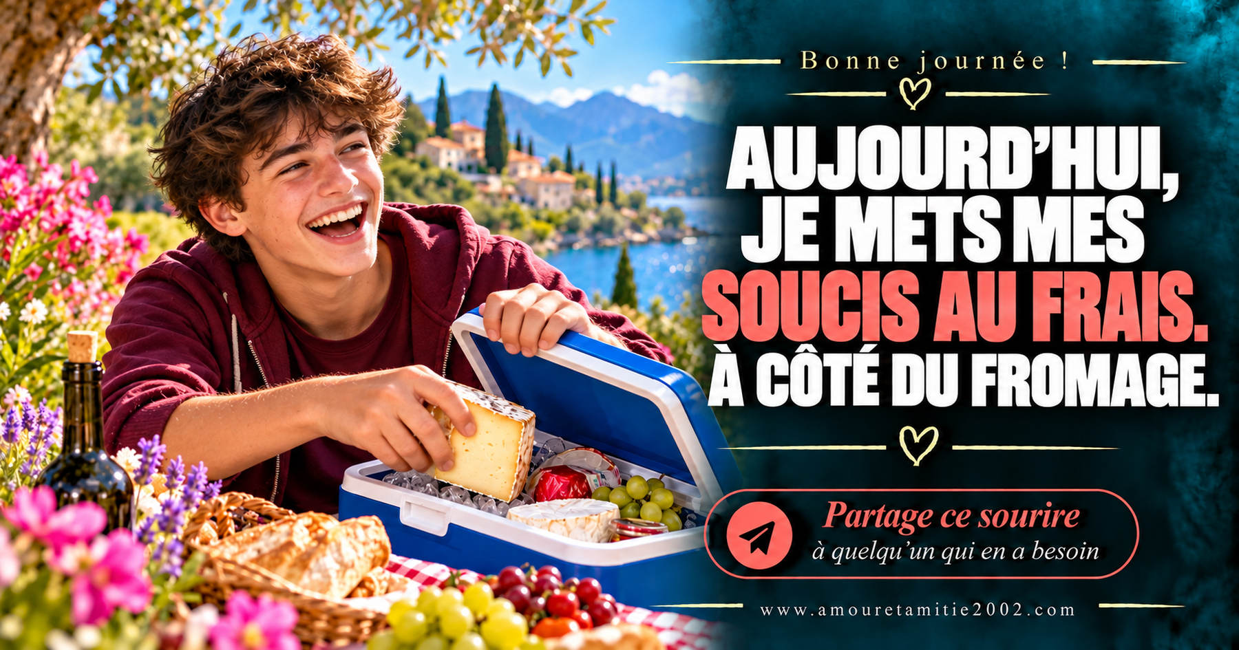 Aujourd’hui, je mets mes soucis au frais. À côté du fromage.