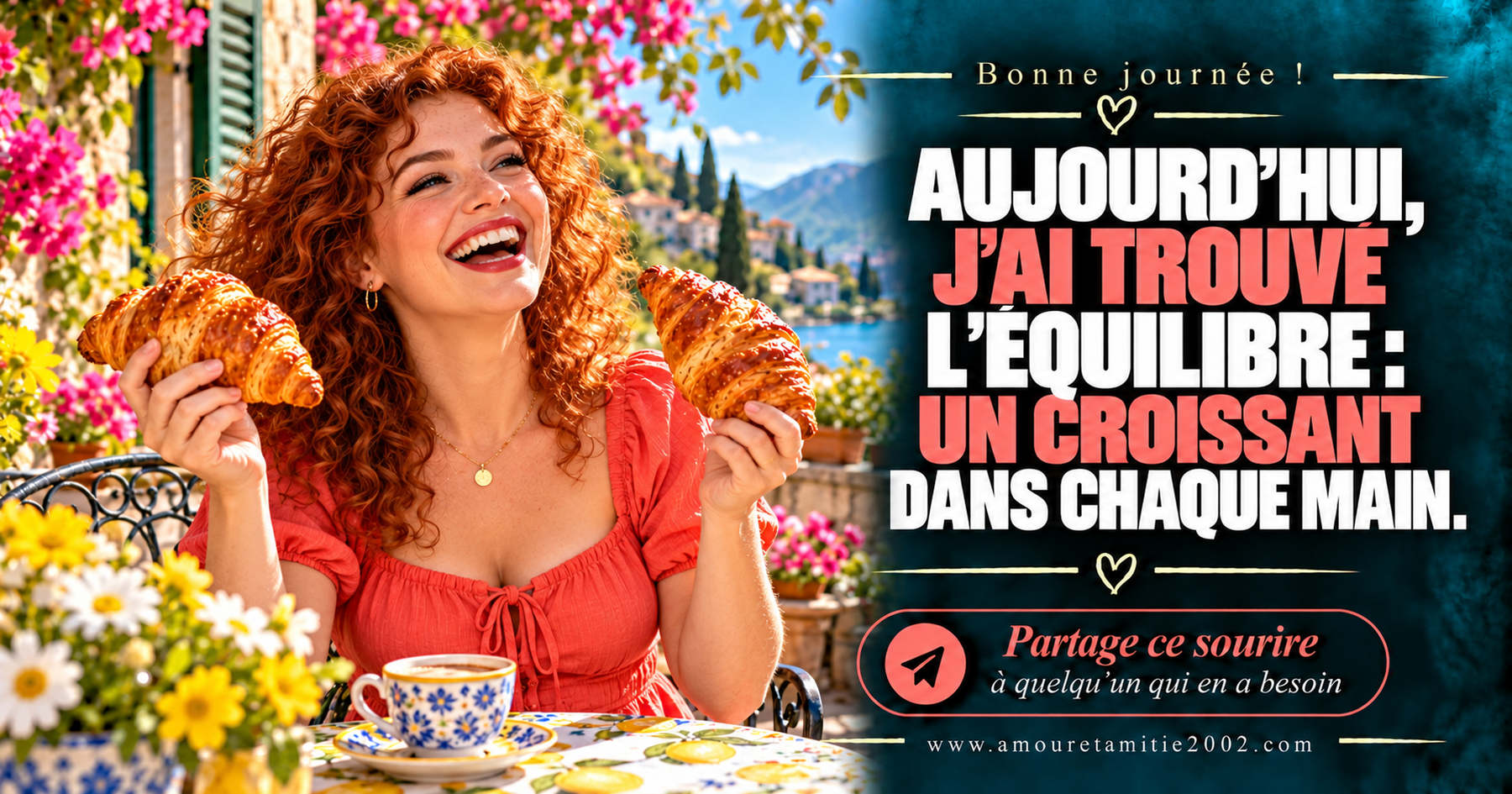 Aujourd’hui, j’ai trouvé l’équilibre : un croissant dans chaque main.