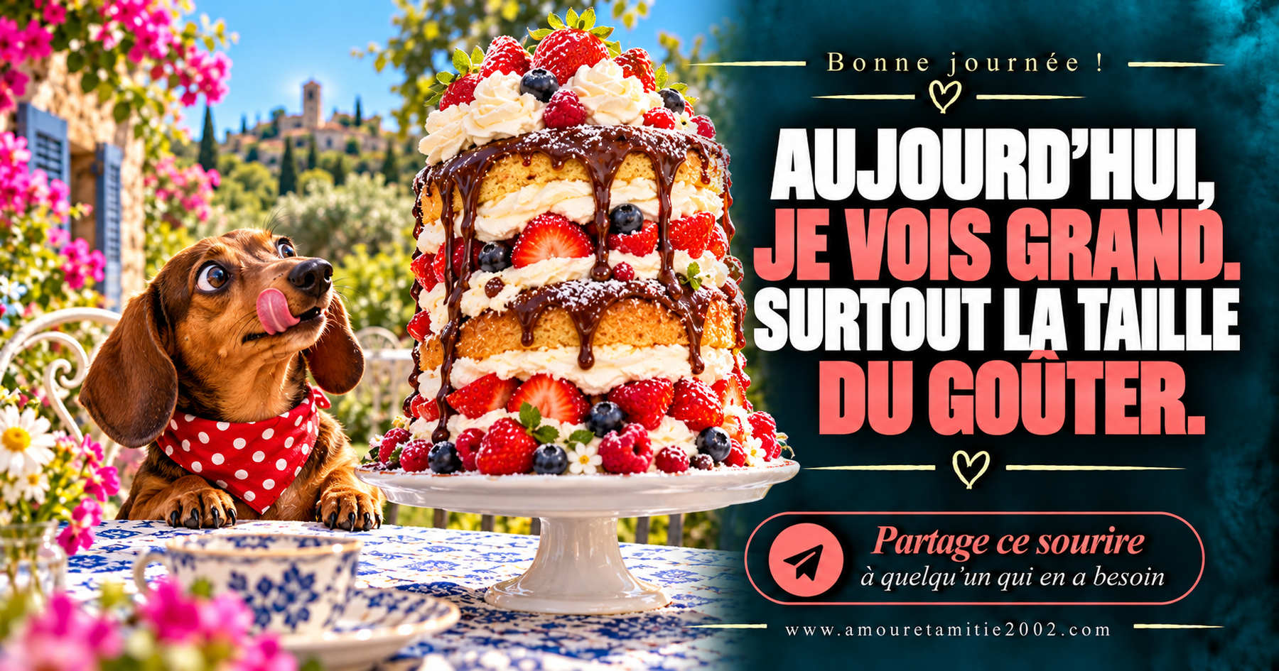 Aujourd’hui, je vois grand. Surtout la taille du goûter.