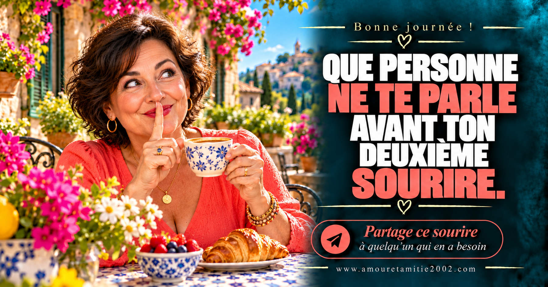 Bonne journée ! Que personne ne te parle avant ton deuxième sourire.