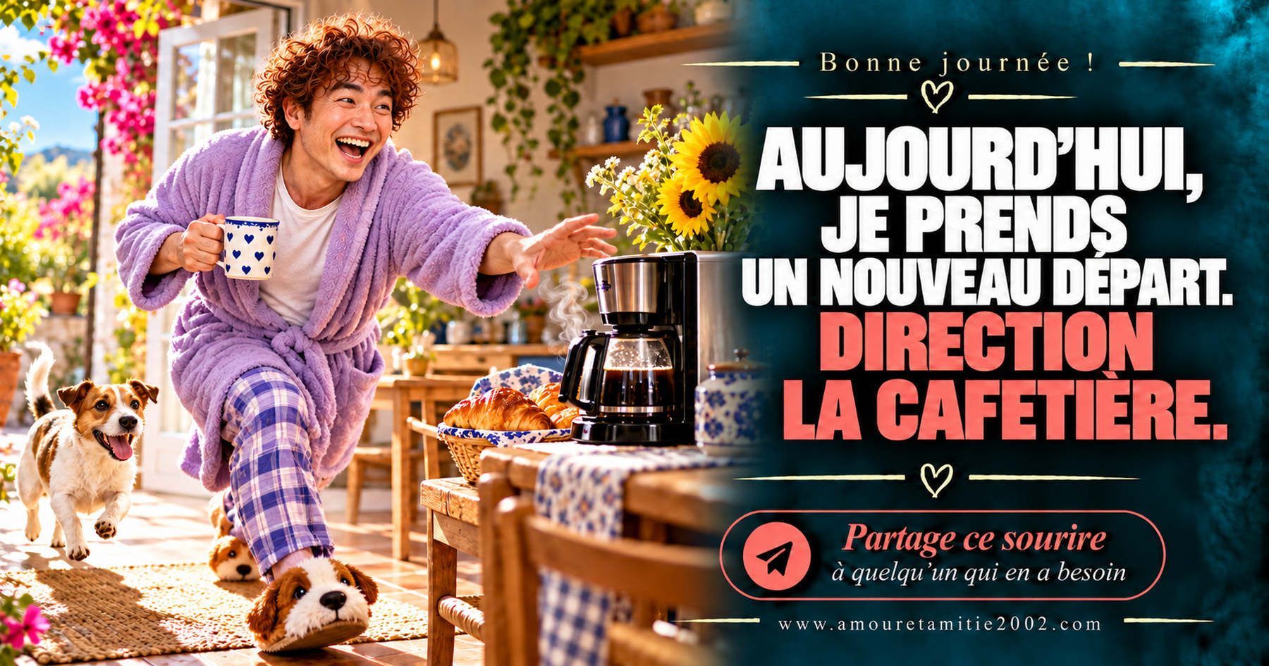 Aujourd’hui, je prends un nouveau départ. Direction la cafetière.