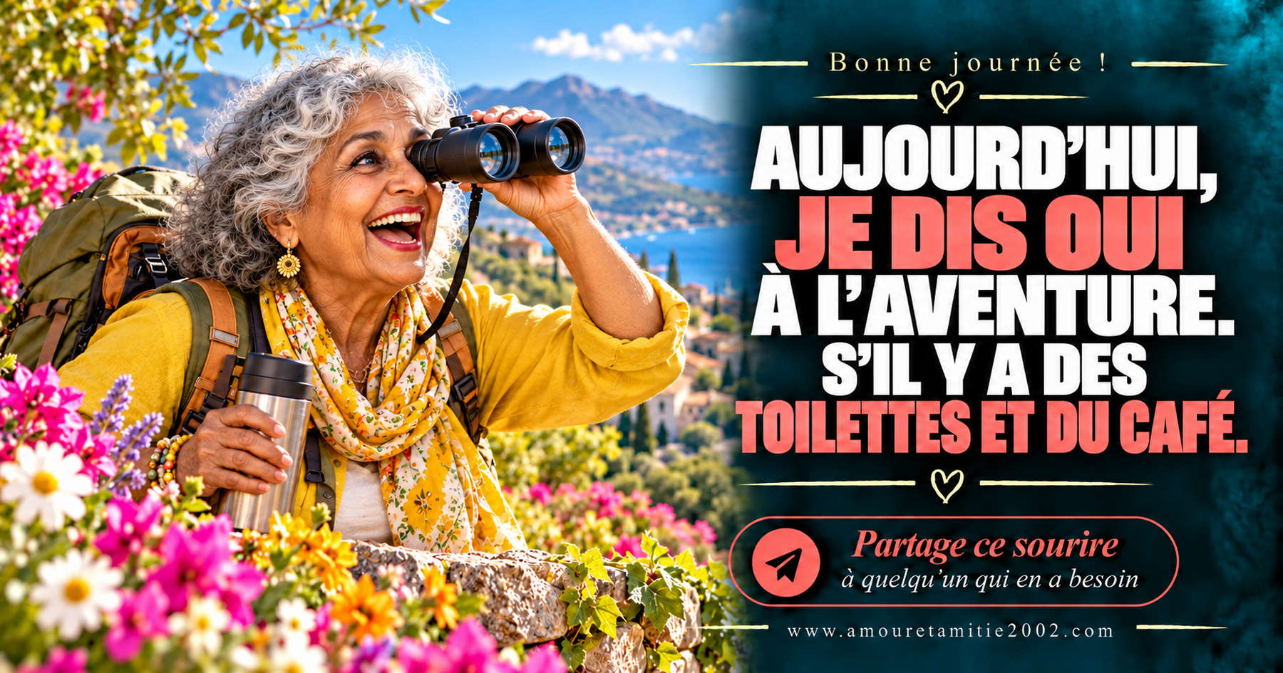 Aujourd’hui, je dis oui à l’aventure. S’il y a des toilettes et du café.