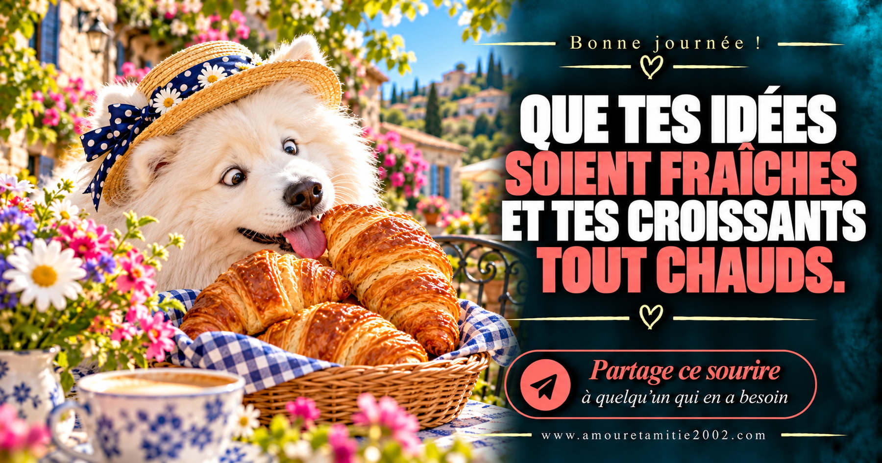 Bonne journée ! Que tes idées soient fraîches et tes croissants tout chauds.