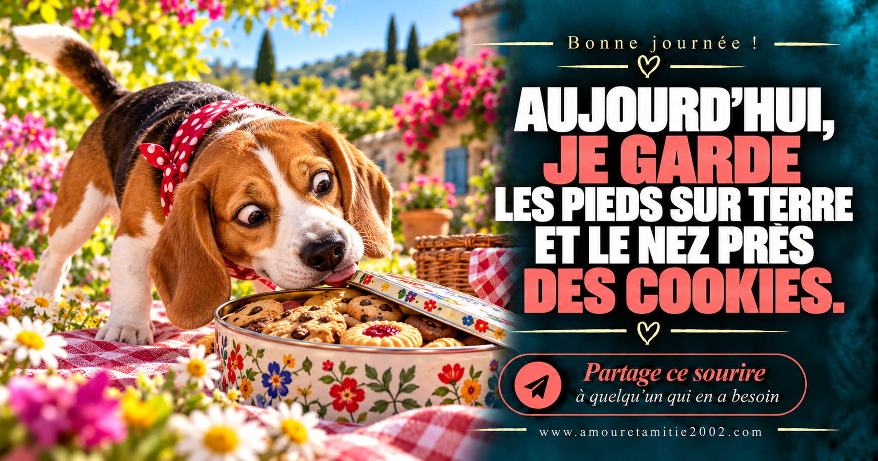 Aujourd’hui, je garde les pieds sur terre et le nez près des cookies.