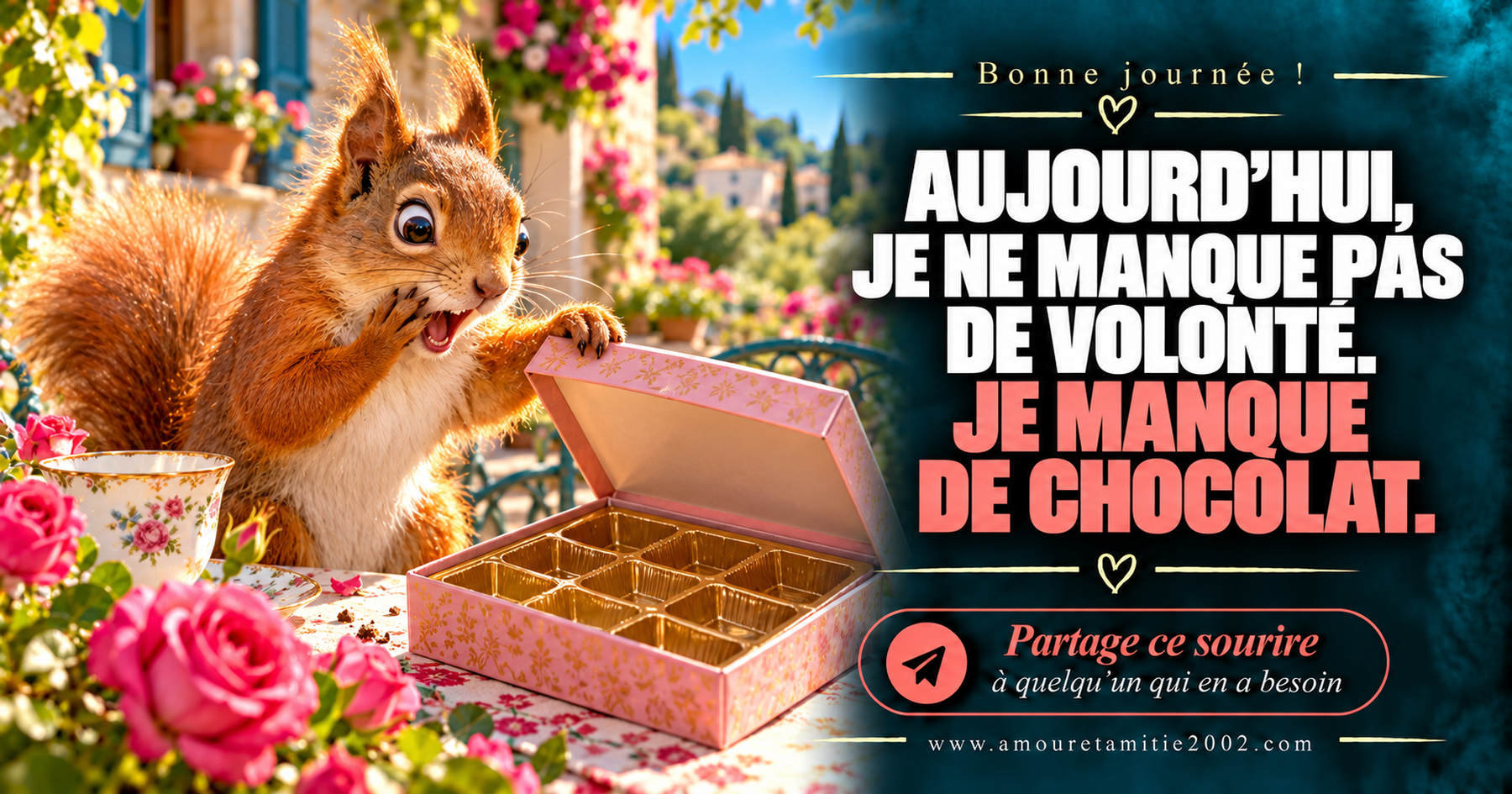 Aujourd’hui, je ne manque pas de volonté. Je manque de chocolat.