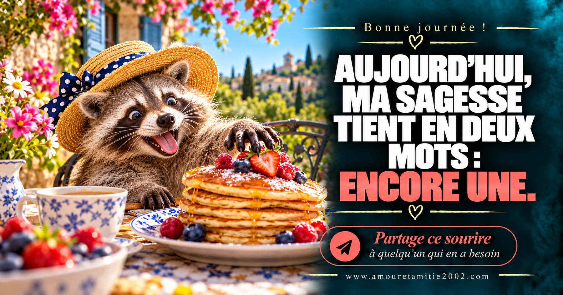 Aujourd’hui, ma sagesse tient en deux mots : encore une.