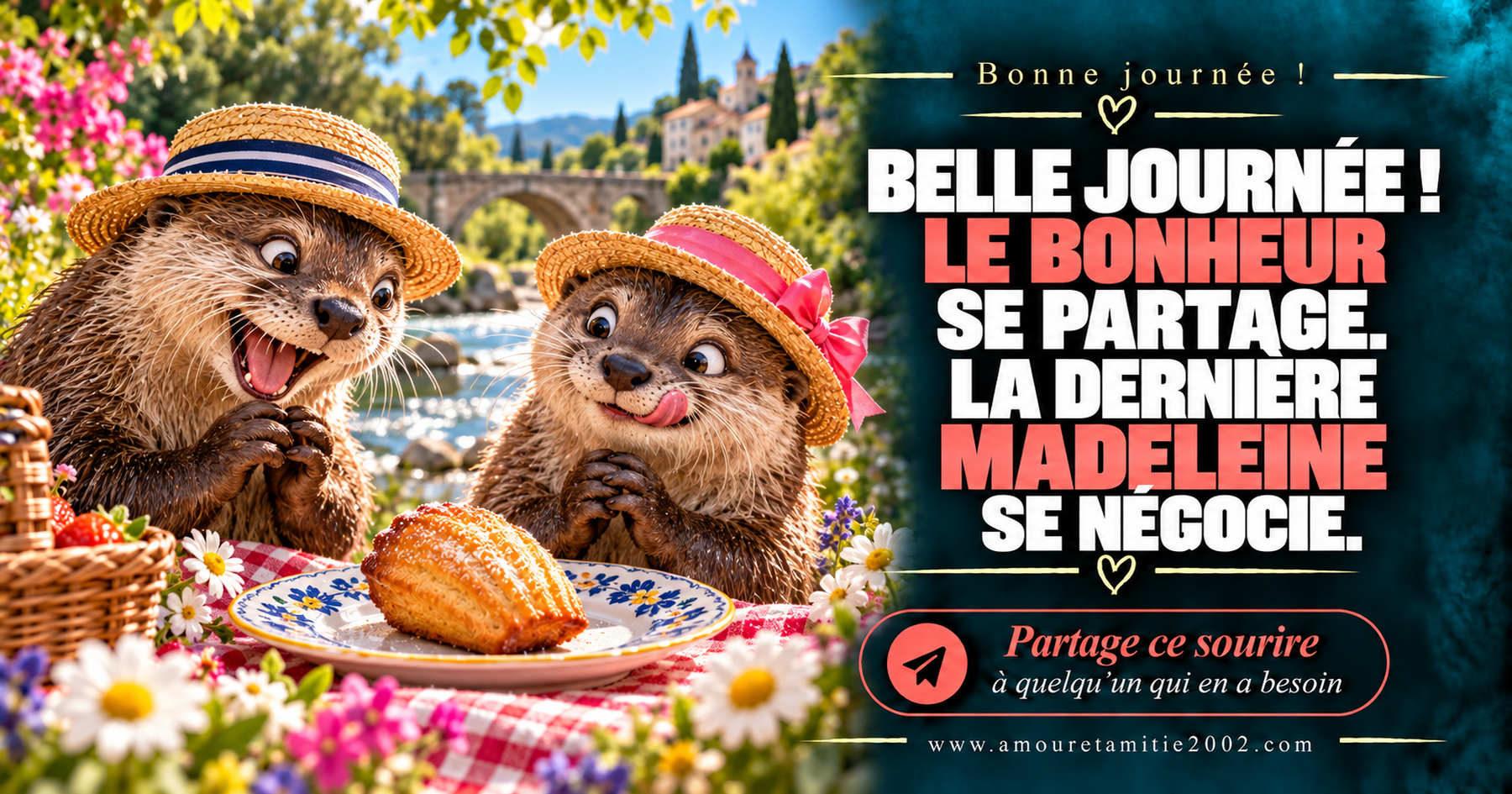 Belle journée ! Le bonheur se partage. La dernière madeleine se négocie.