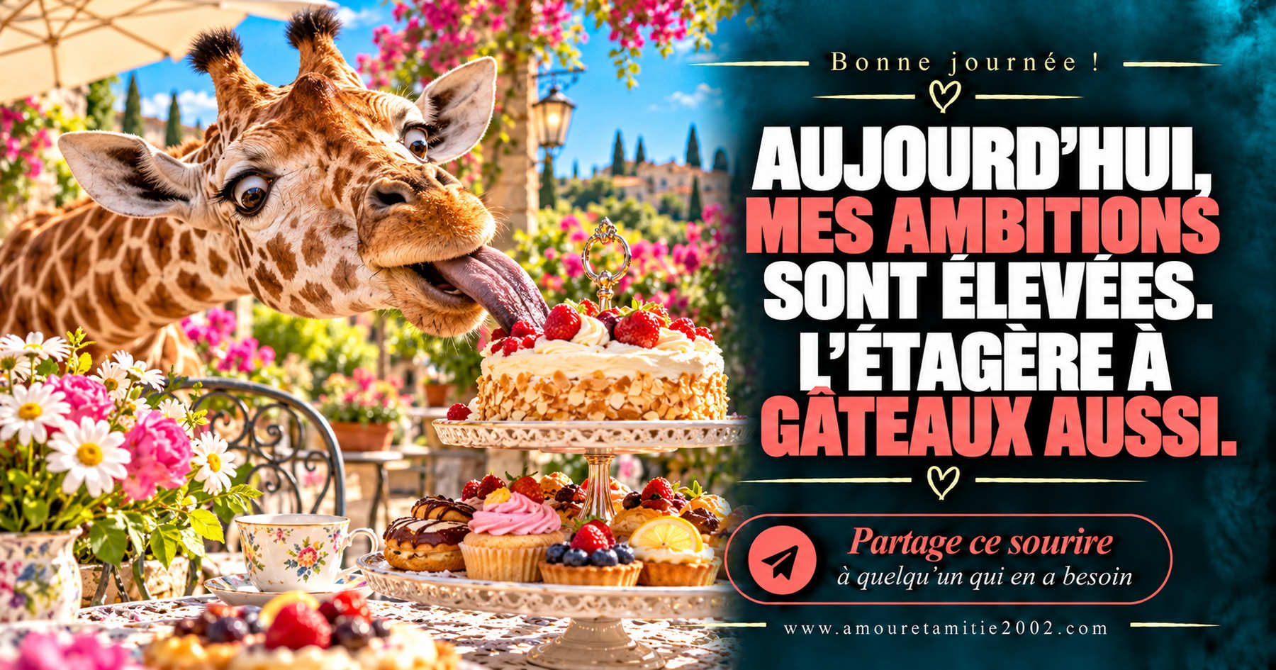 Aujourd’hui, mes ambitions sont élevées. L’étagère à gâteaux aussi.
