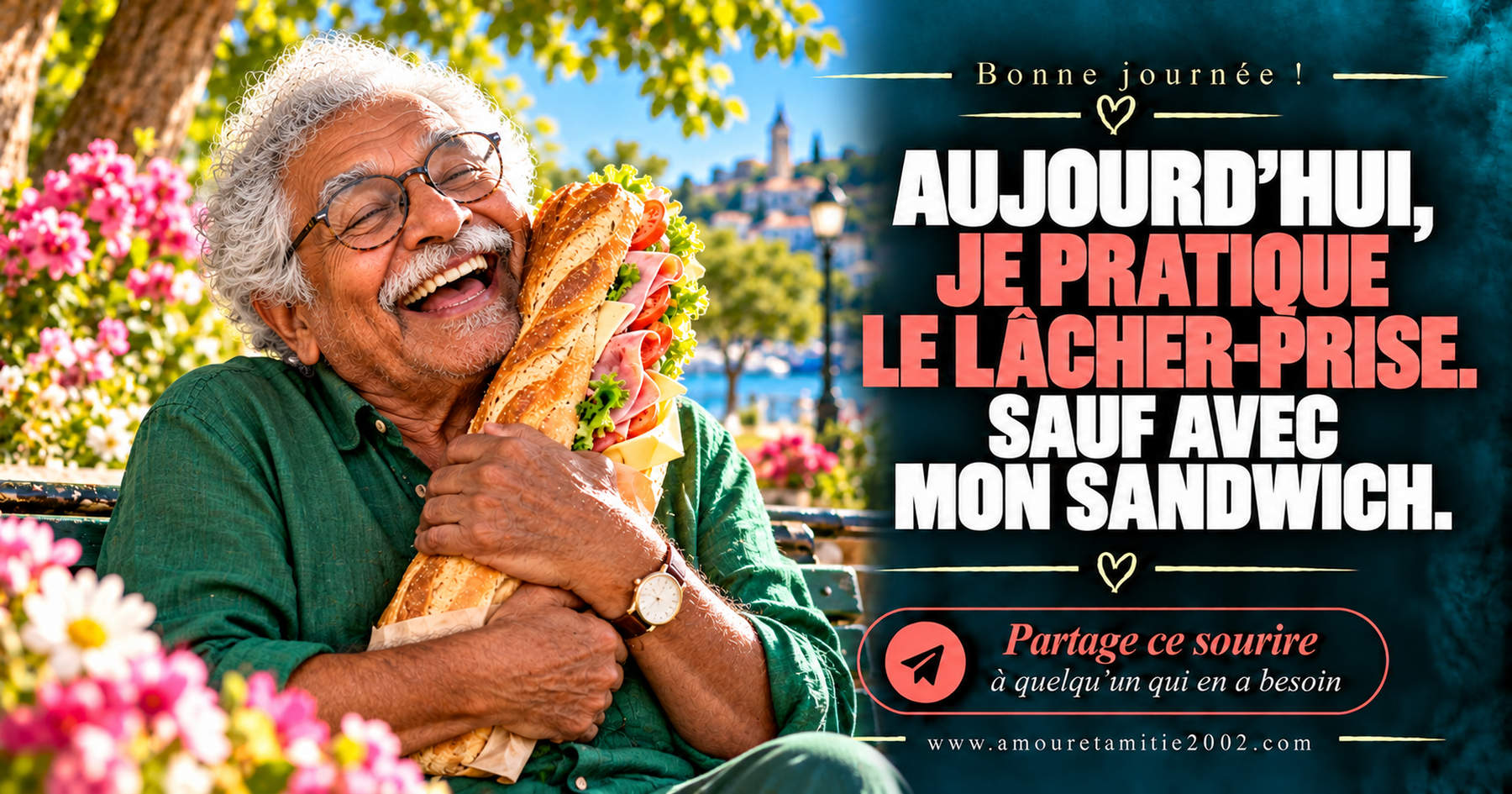 Aujourd’hui, je pratique le lâcher-prise. Sauf avec mon sandwich.