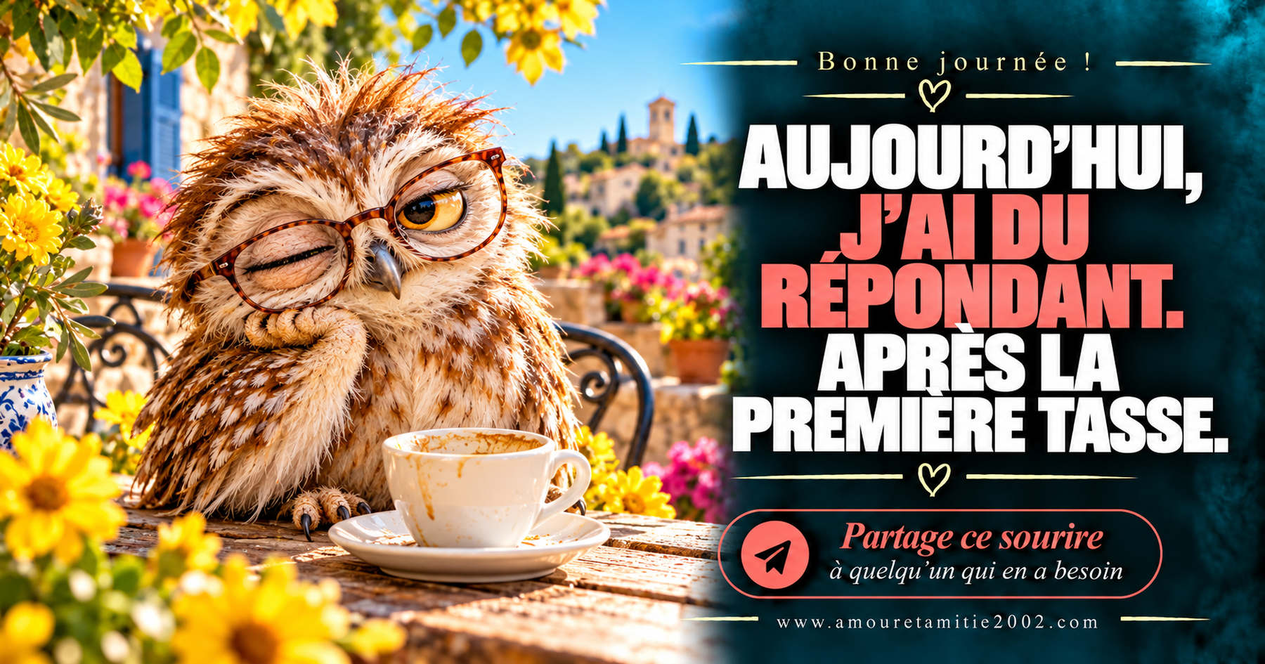 Aujourd’hui, j’ai du répondant. Après la première tasse.