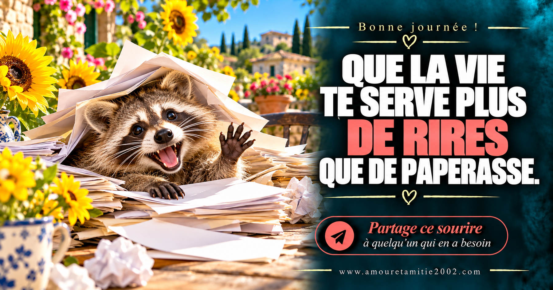 Bonne journée ! Que la vie te serve plus de rires que de paperasse.
