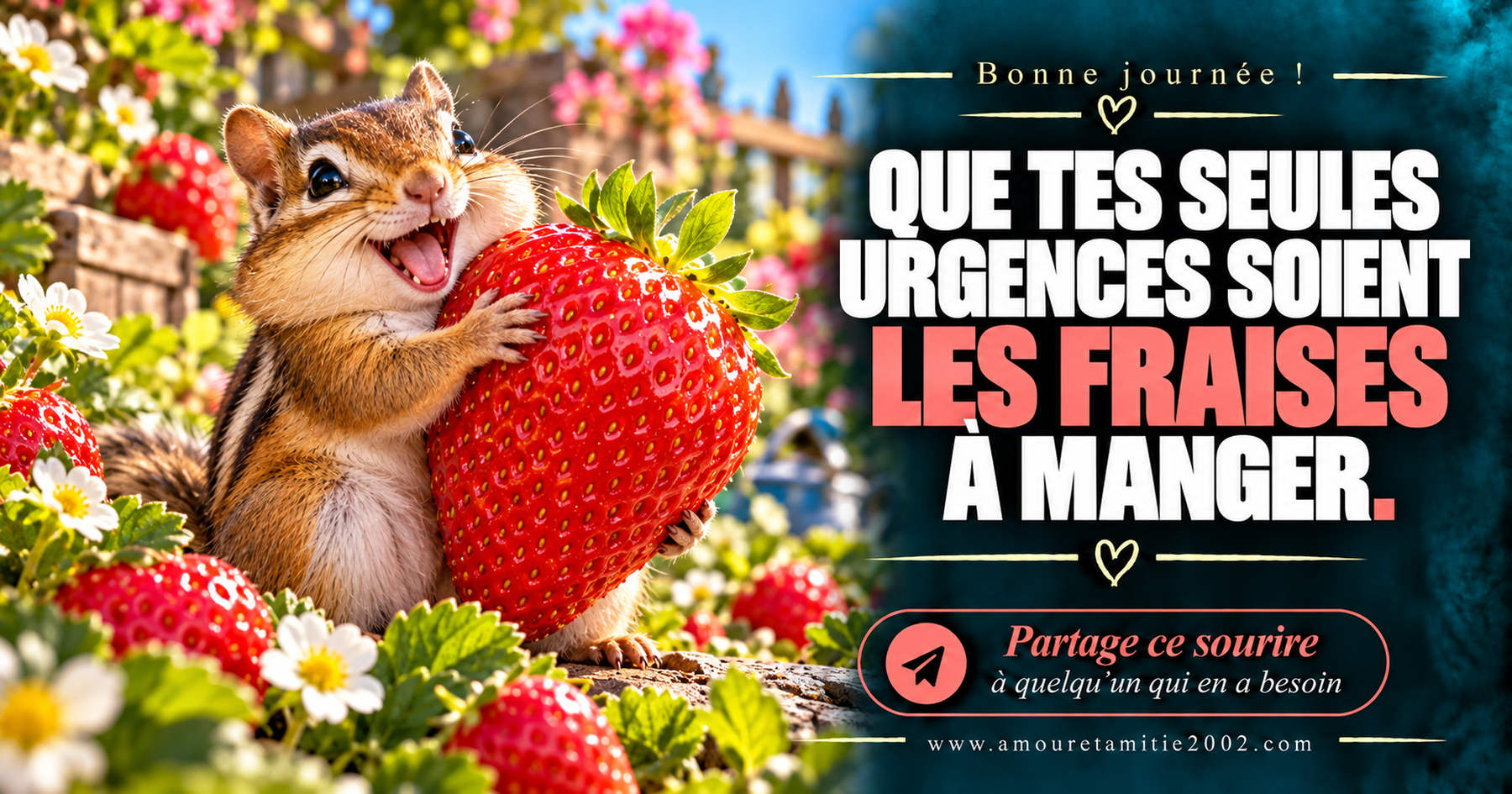 Bonne journée ! Que tes seules urgences soient les fraises à manger.