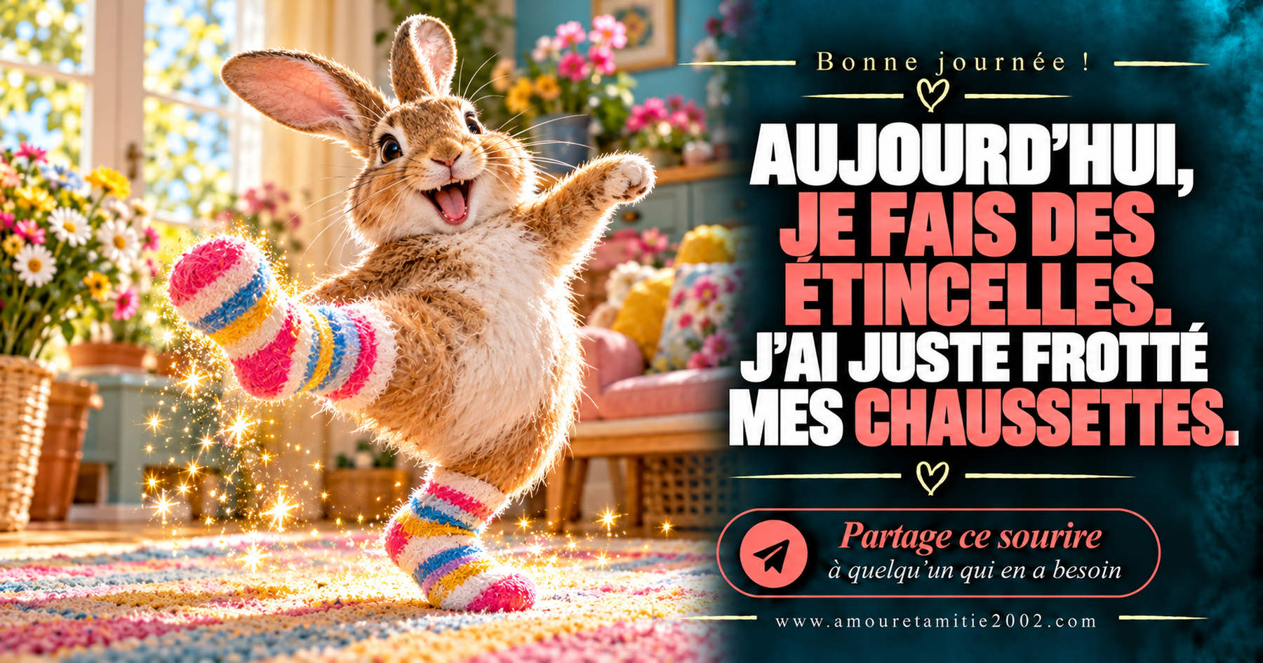 Aujourd’hui, je fais des étincelles. J’ai juste frotté mes chaussettes.