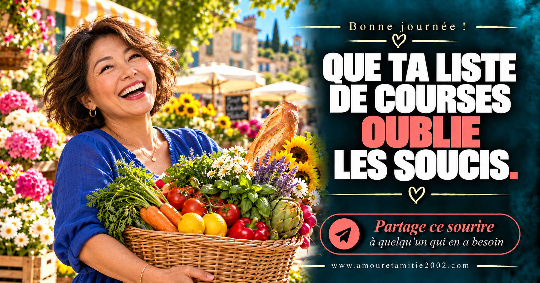 Bonne journée ! Que ta liste de courses oublie les soucis.