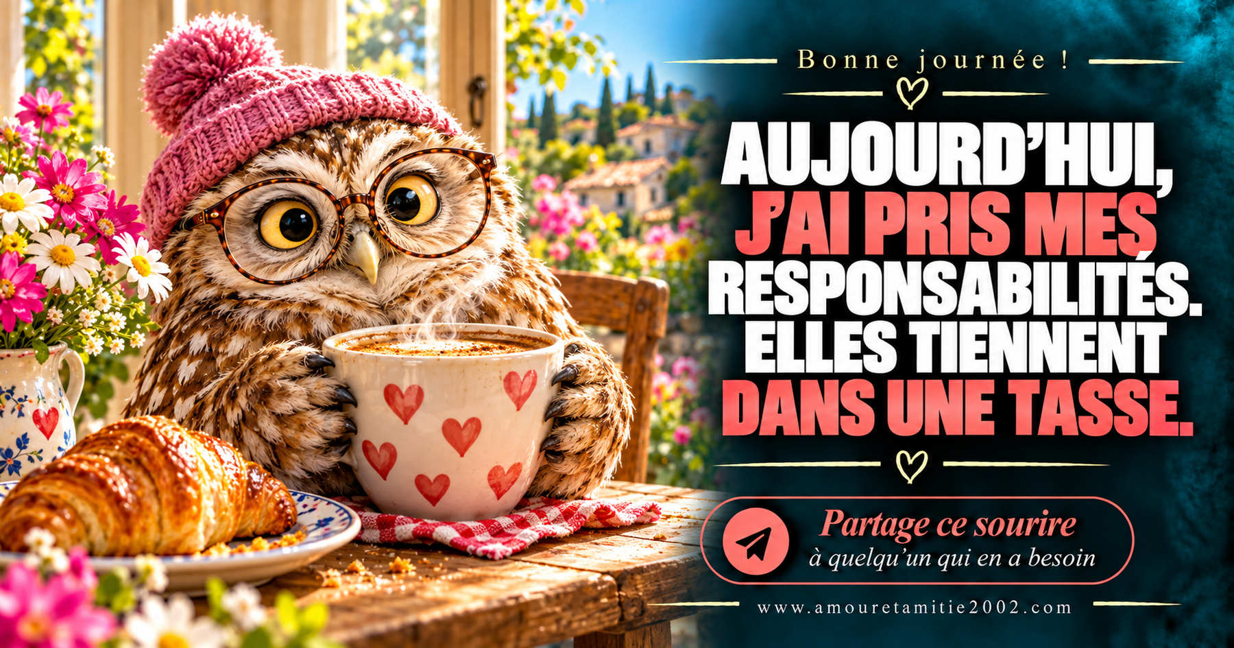Aujourd’hui, j’ai pris mes responsabilités. Elles tiennent dans une tasse.