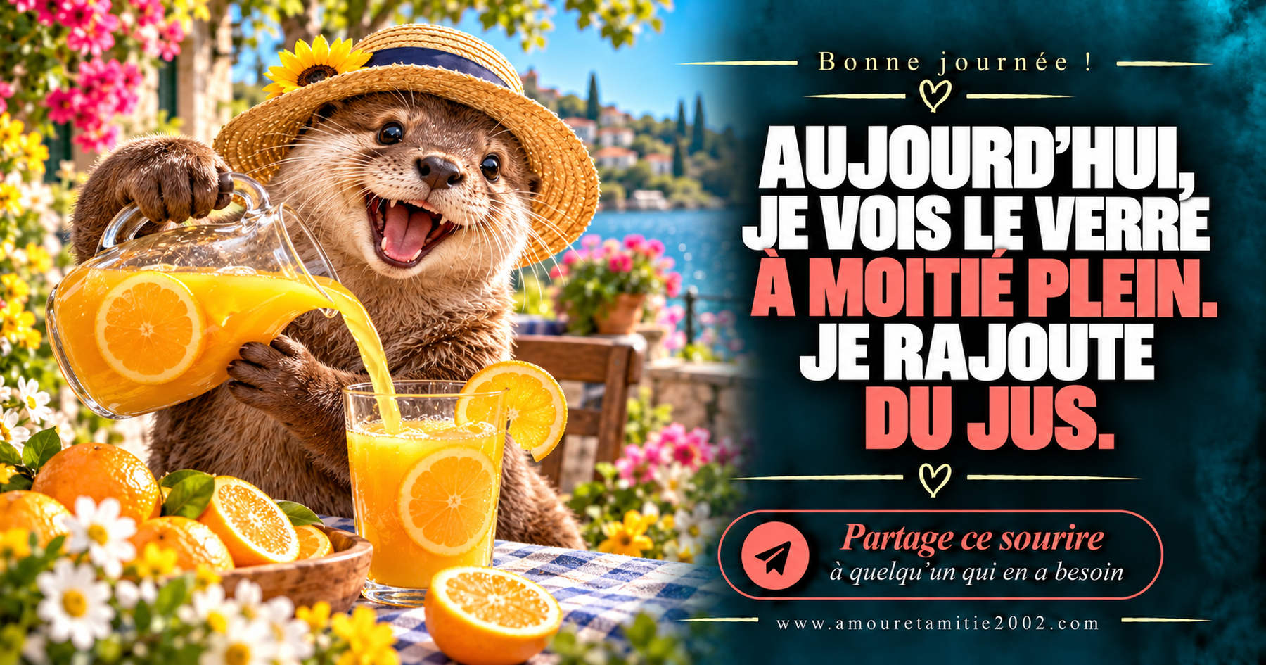 Aujourd’hui, je vois le verre à moitié plein. Je rajoute du jus.