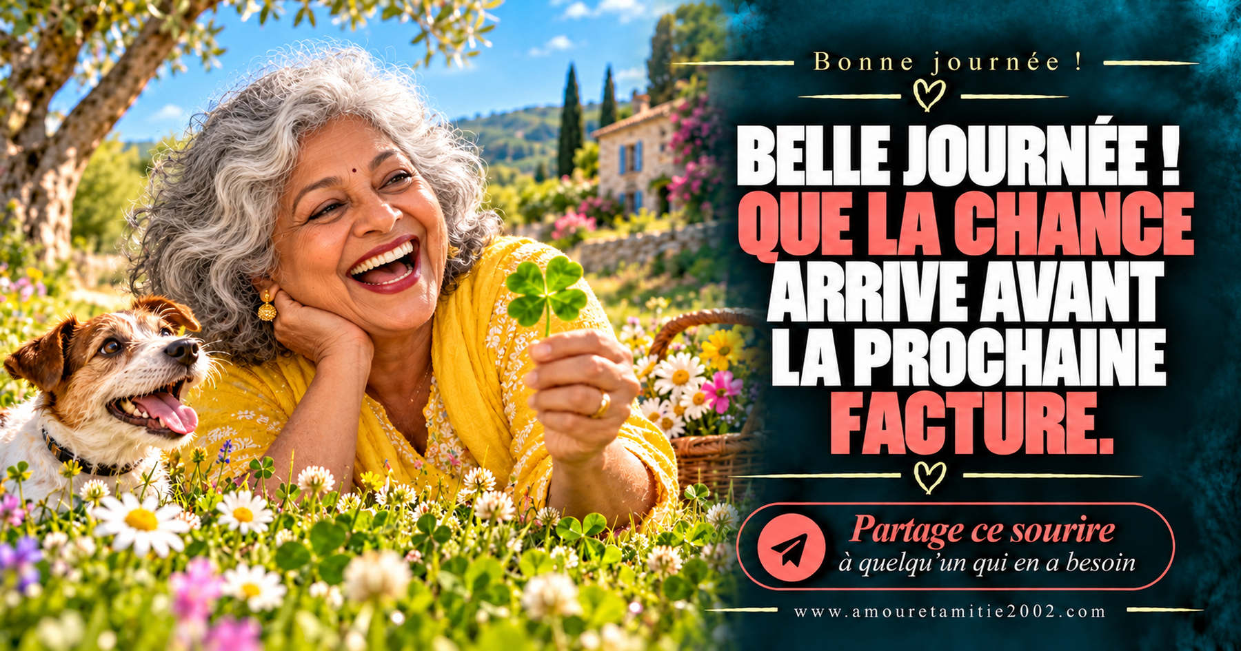Belle journée ! Que la chance arrive avant la prochaine facture.