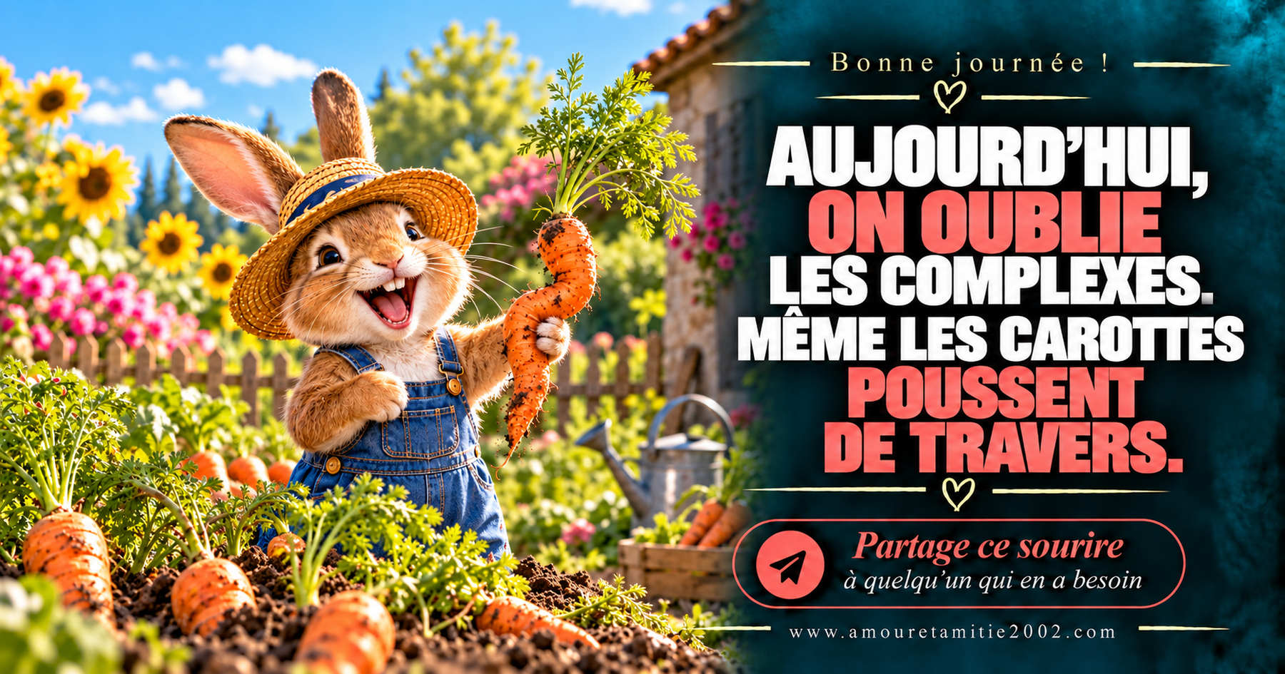 Aujourd’hui, on oublie les complexes. Même les carottes poussent de travers.