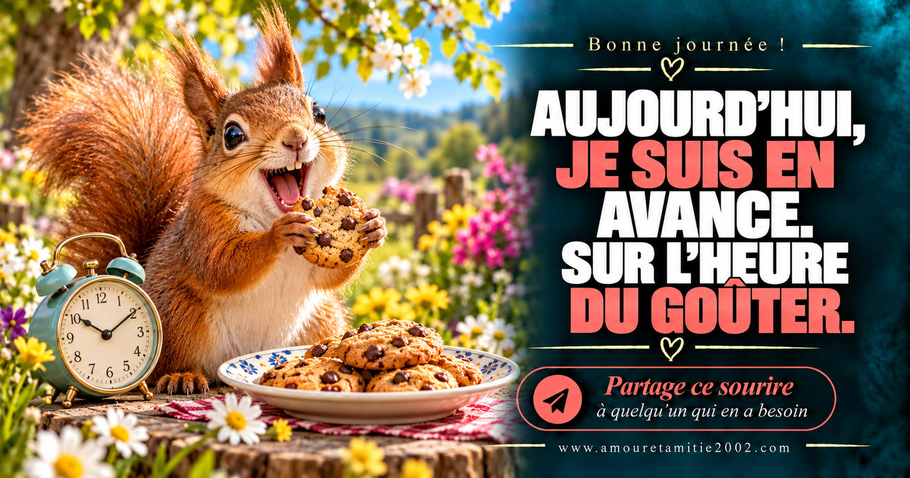 Aujourd’hui, je suis en avance. Sur l’heure du goûter.