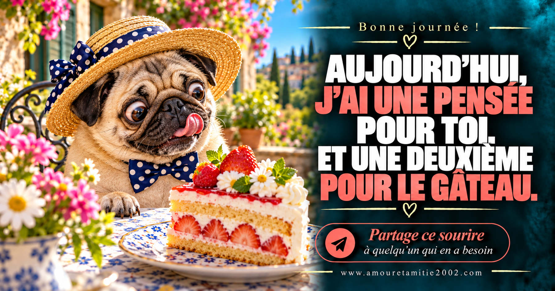 Aujourd’hui, j’ai une pensée pour toi. Et une deuxième pour le gâteau.