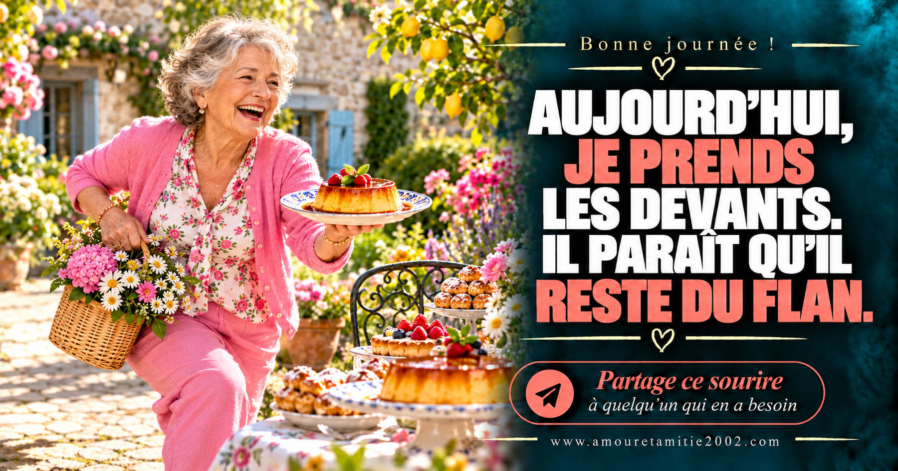 Aujourd’hui, je prends les devants. Il paraît qu’il reste du flan.
