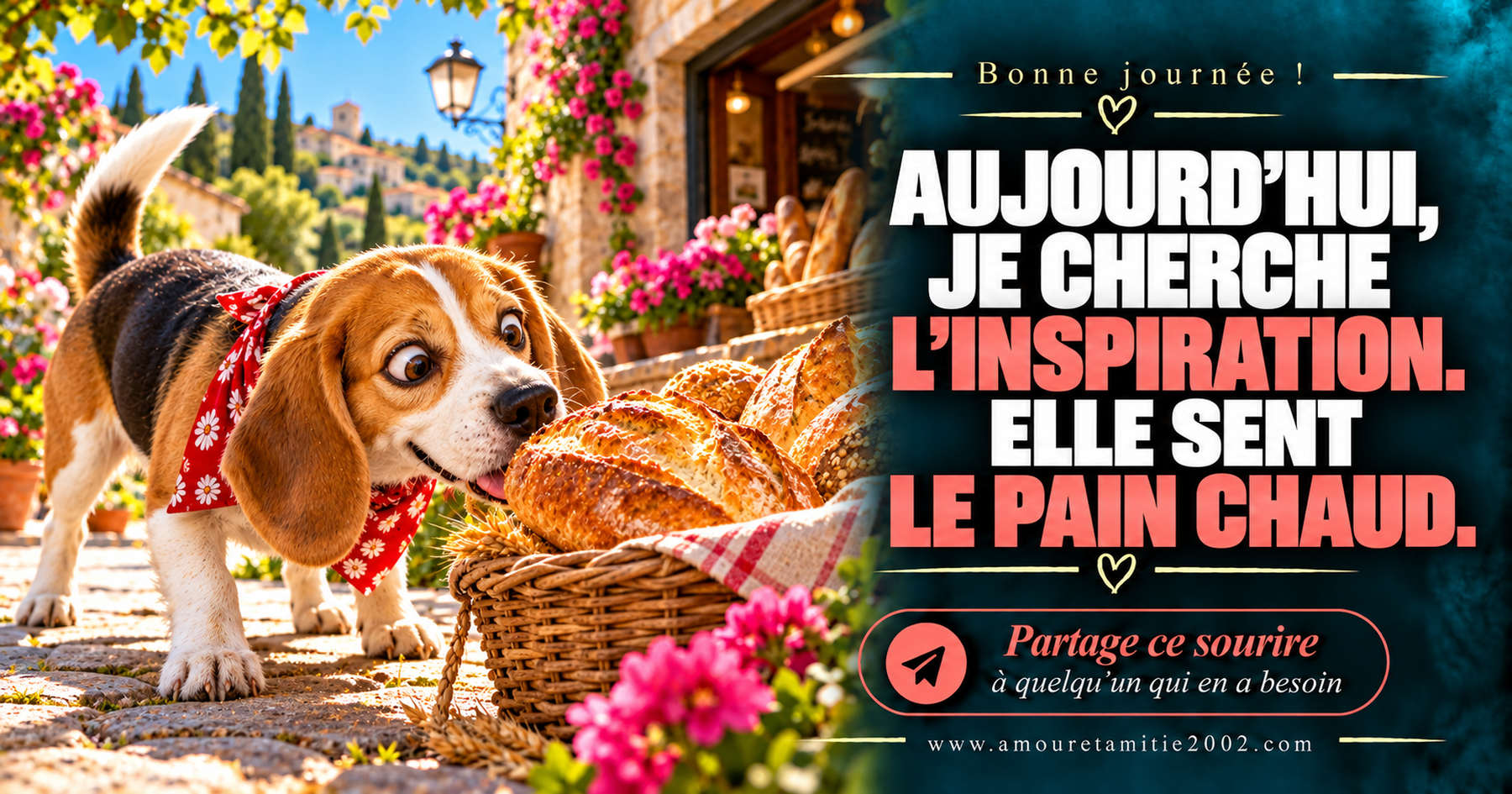 Aujourd’hui, je cherche l’inspiration. Elle sent le pain chaud.