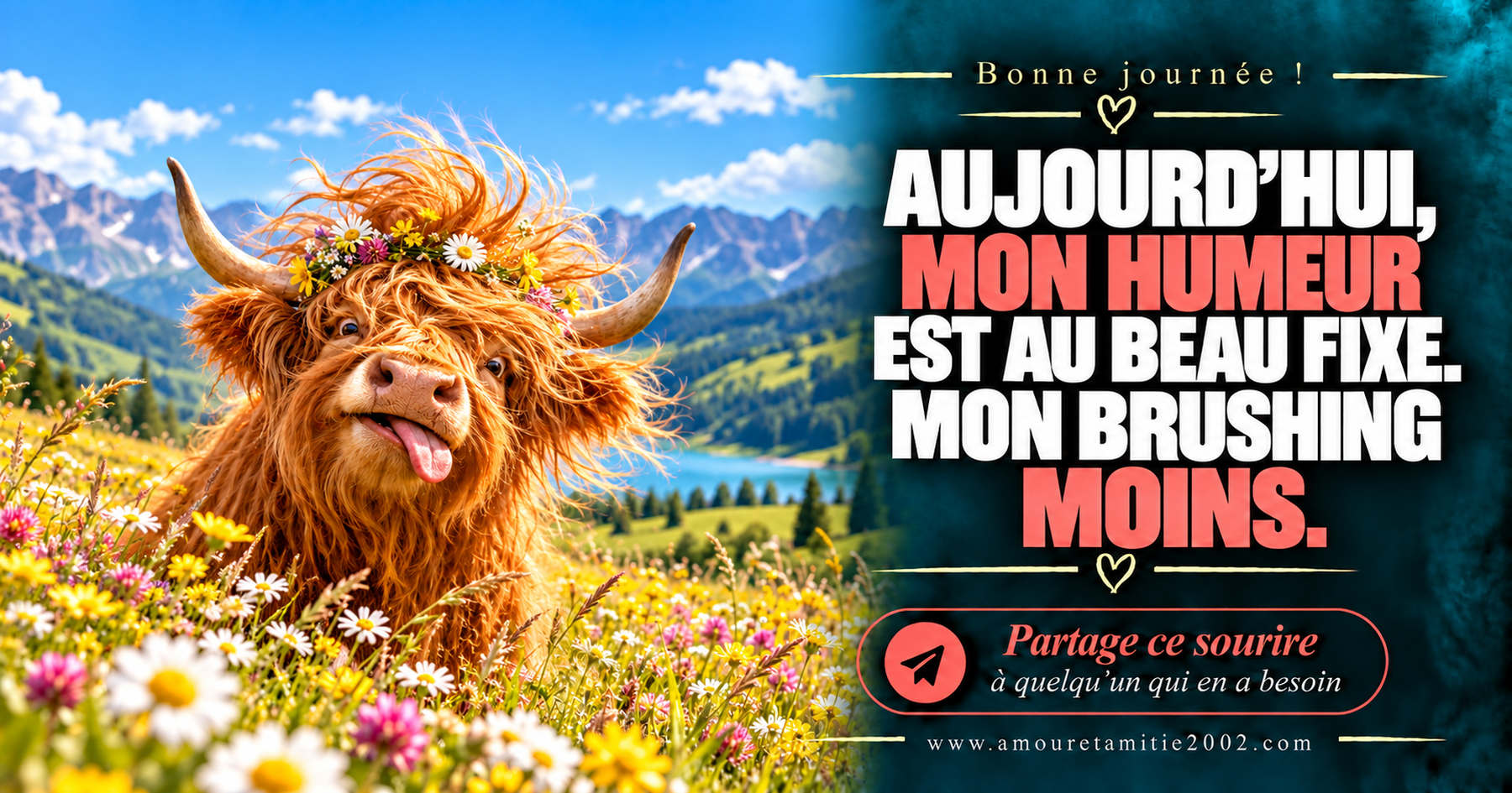 Aujourd’hui, mon humeur est au beau fixe. Mon brushing moins.
