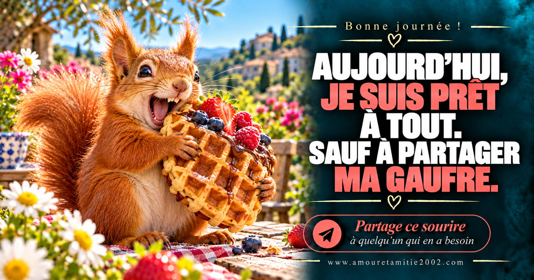 Aujourd’hui, je suis prêt à tout. Sauf à partager ma gaufre.