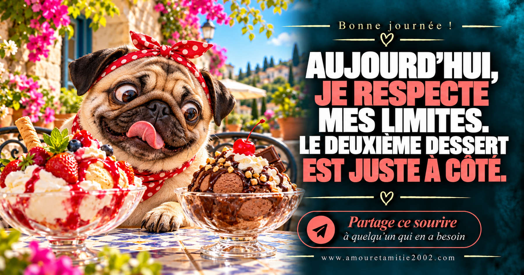 Aujourd’hui, je respecte mes limites. Le deuxième dessert est juste à côté.