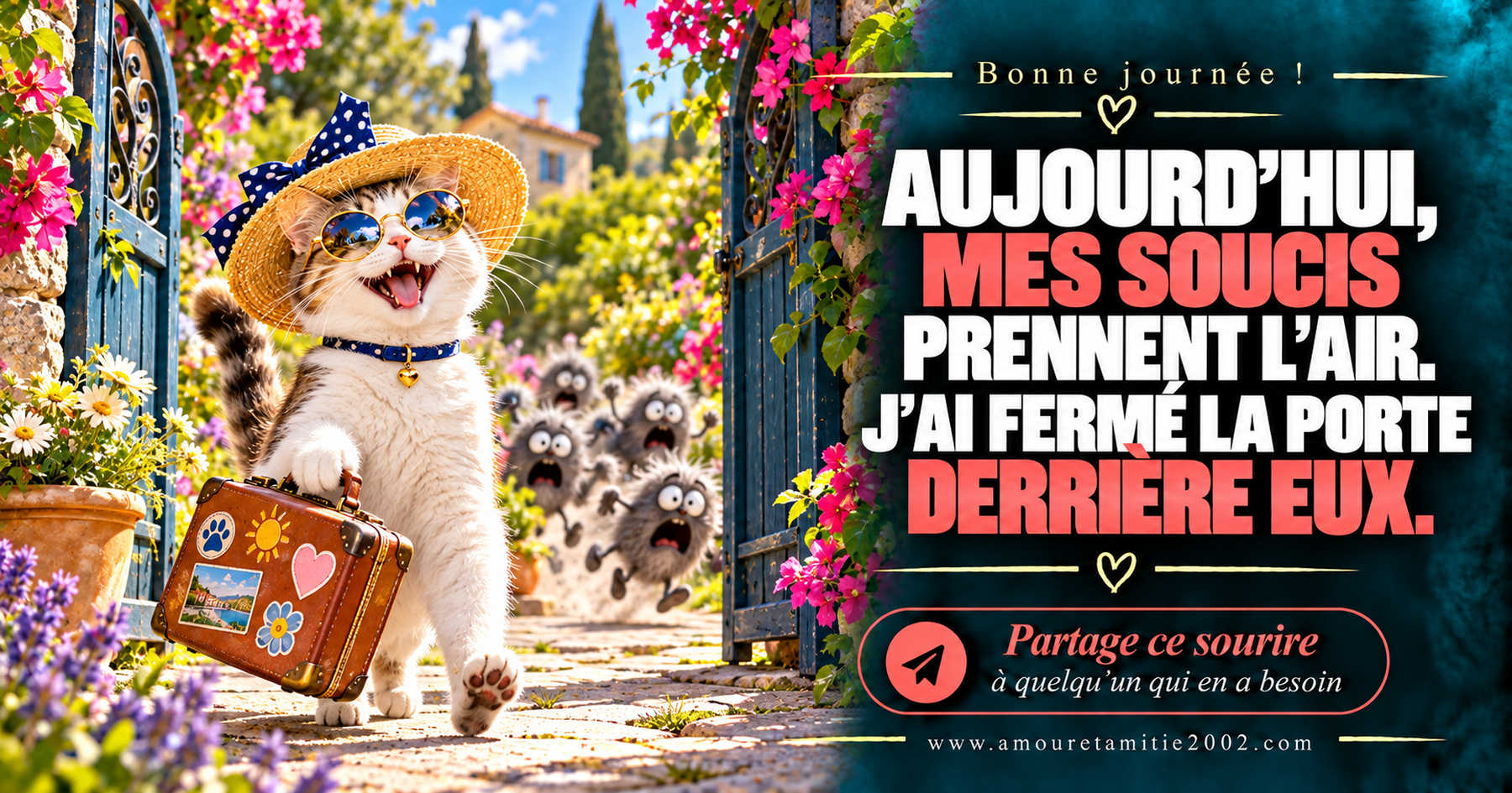 Aujourd’hui, mes soucis prennent l’air. J’ai fermé la porte derrière eux.