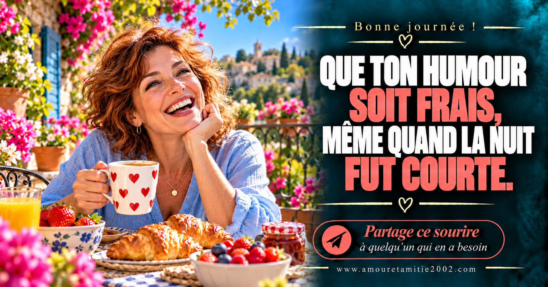 Bonne journée ! Que ton humour soit frais, même quand la nuit fut courte.
