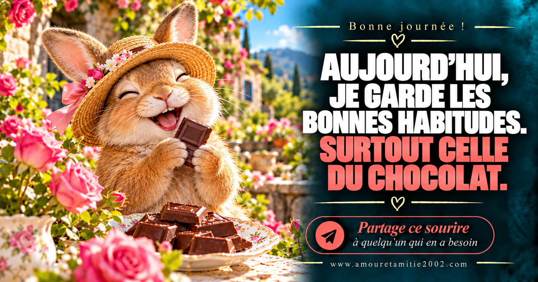 Aujourd’hui, je garde les bonnes habitudes. Surtout celle du chocolat.