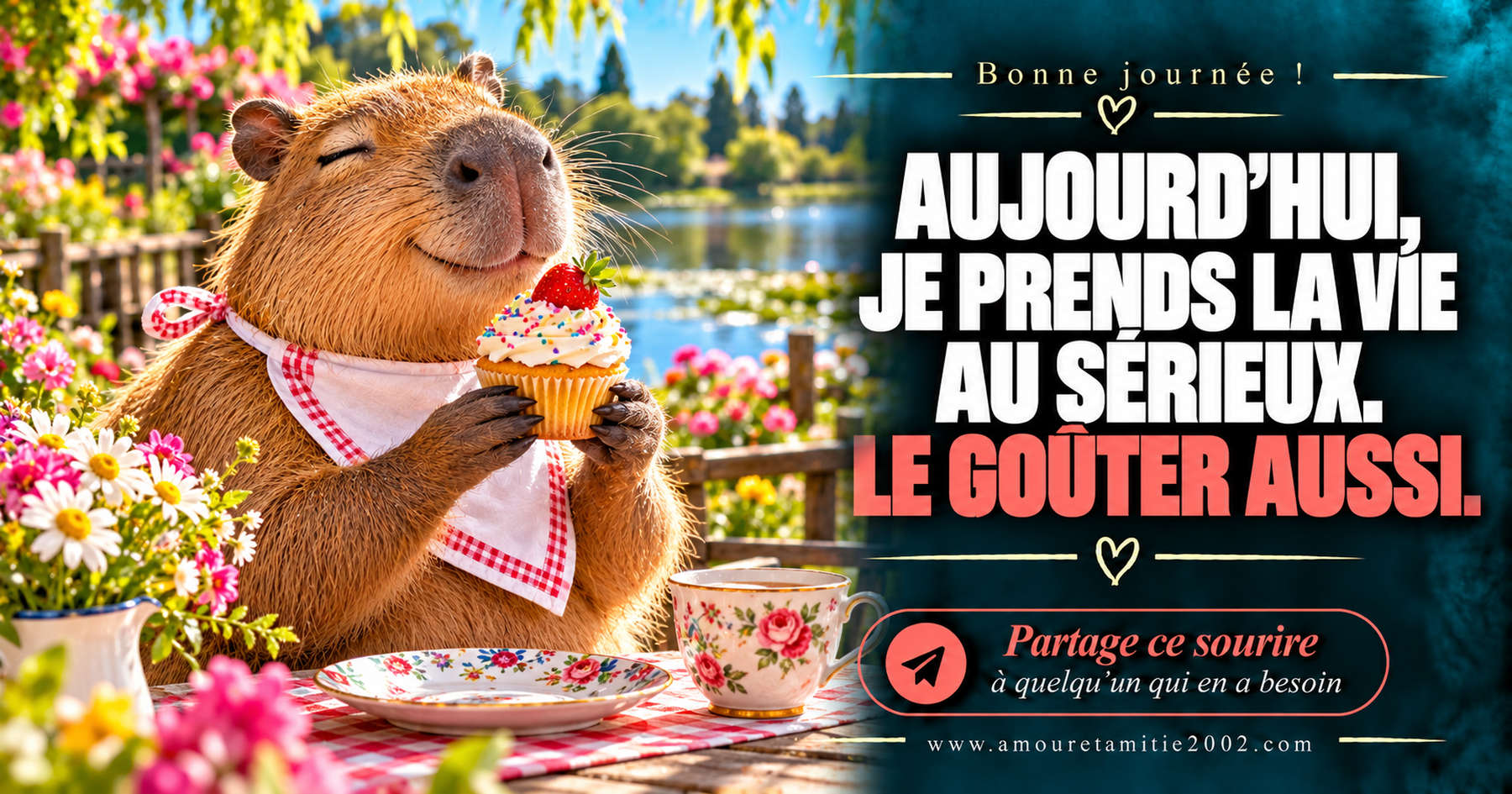 Aujourd’hui, je prends la vie au sérieux. Le goûter aussi.