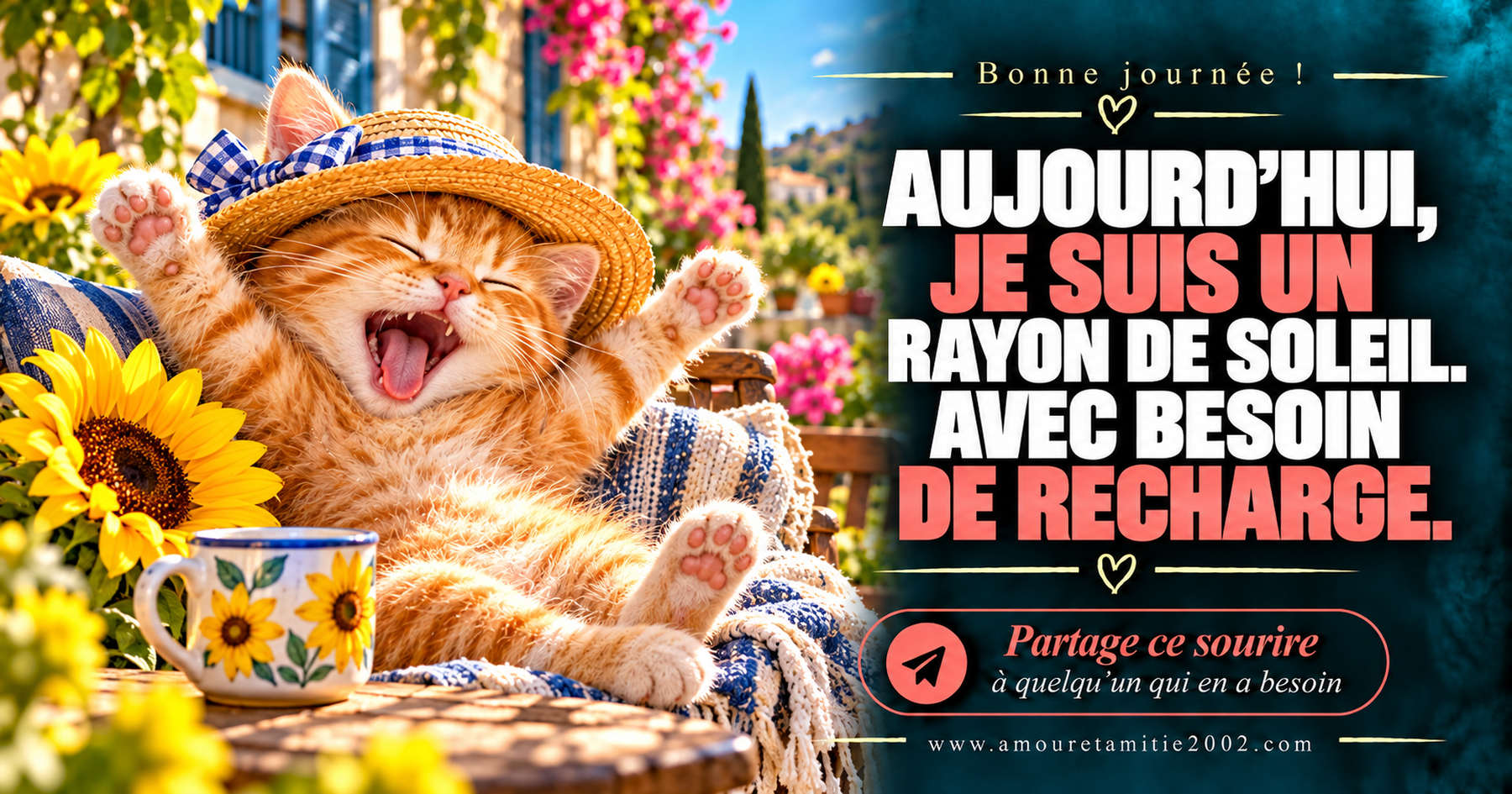 Aujourd’hui, je suis un rayon de soleil. Avec besoin de recharge.