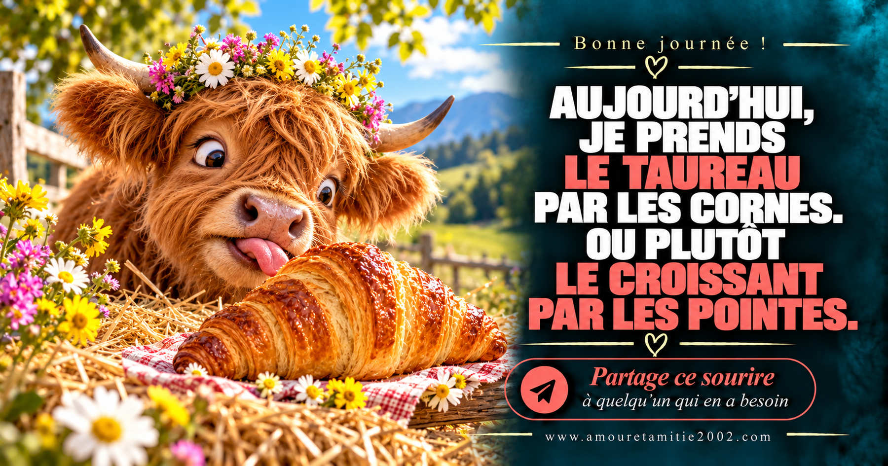 Aujourd’hui, je prends le taureau par les cornes. Ou plutôt le croissant par les pointes.