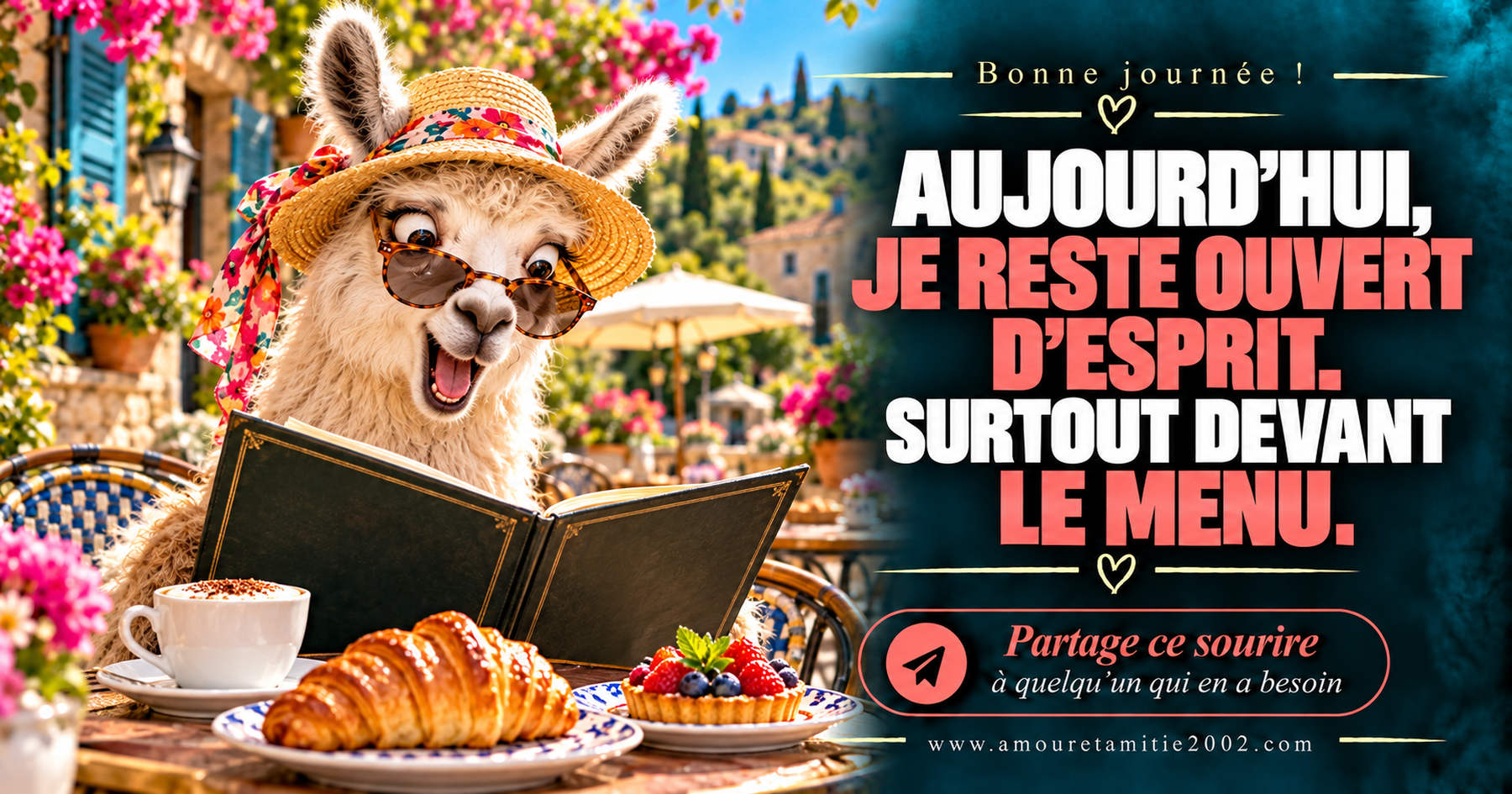 Aujourd’hui, je reste ouvert d’esprit. Surtout devant le menu.