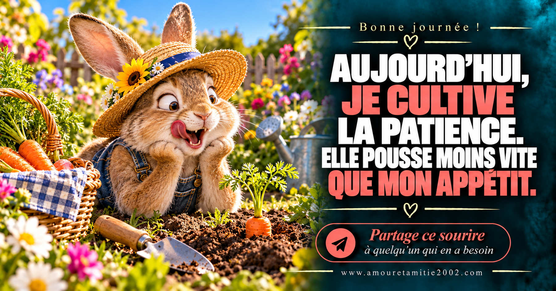 Aujourd’hui, je cultive la patience. Elle pousse moins vite que mon appétit.